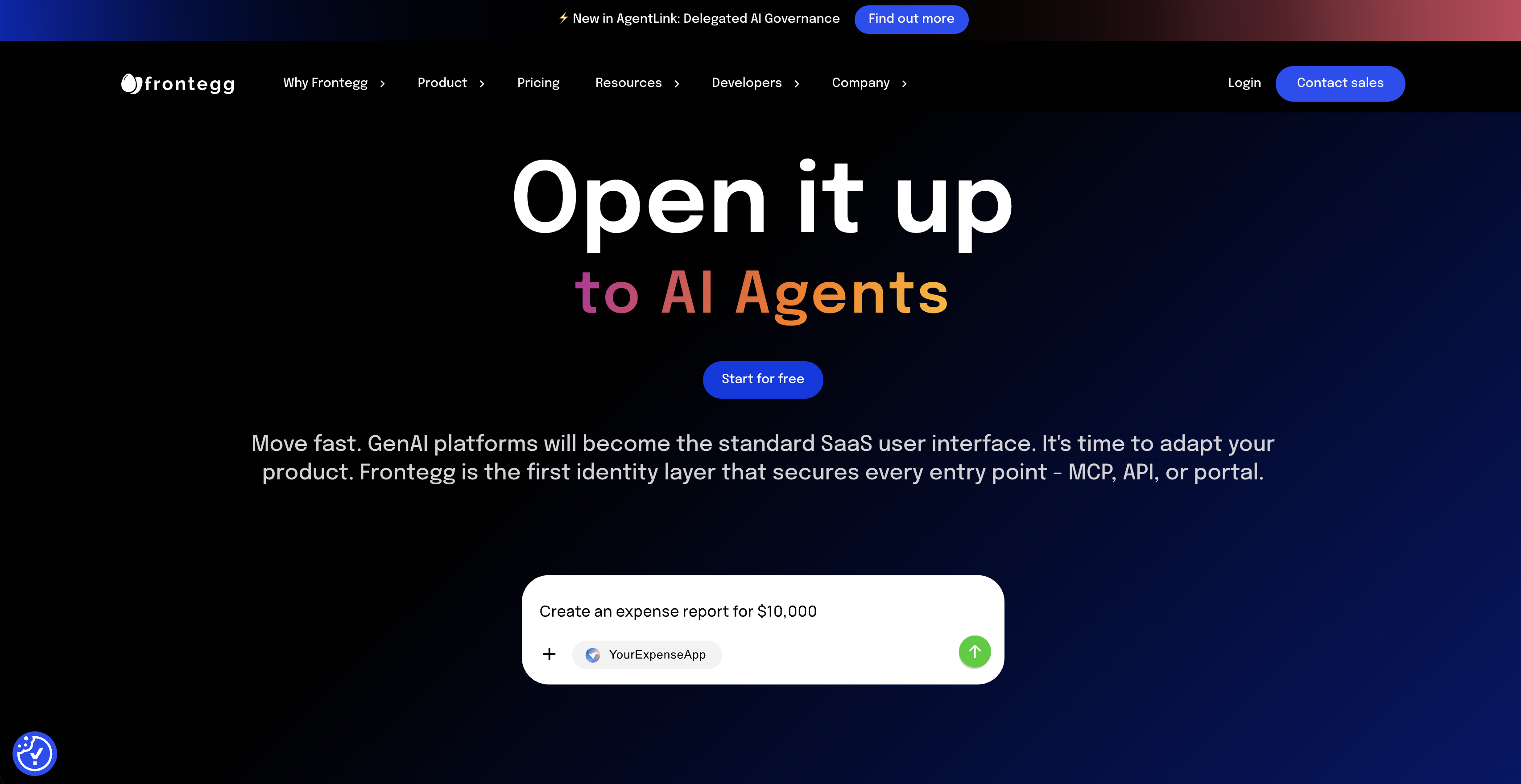 Frontegg - Screenshot showing the interface and features of this AI tool