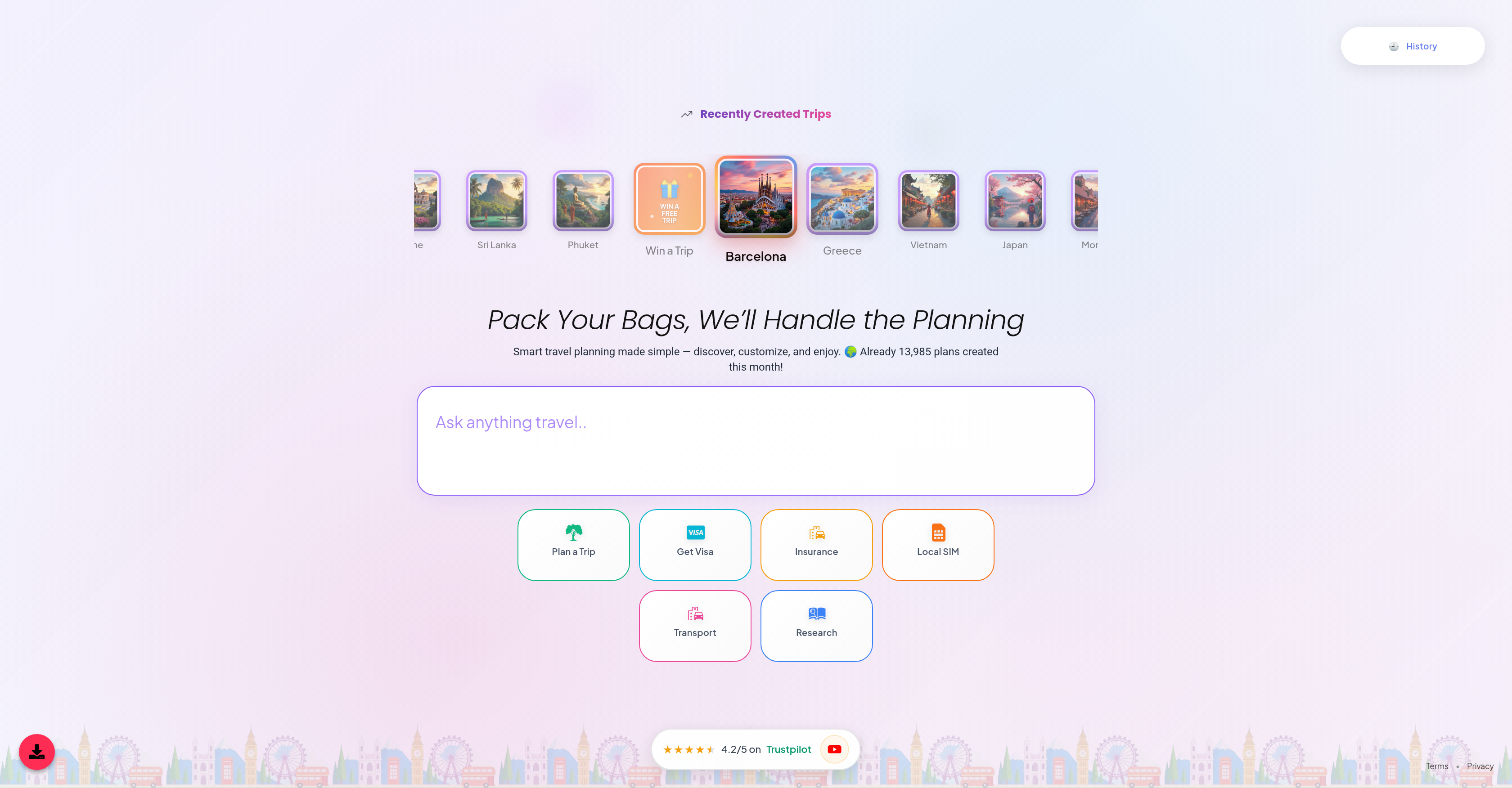 g8trip AI Travel Planner - Screenshot showing the interface and features of this AI tool