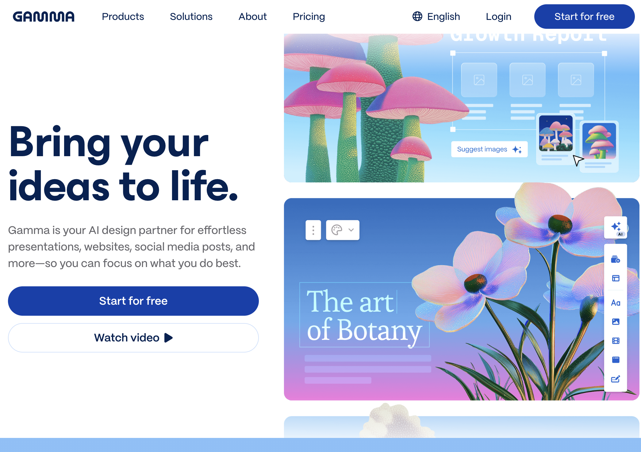 Gammav1.8 - Screenshot showing the interface and features of this AI tool