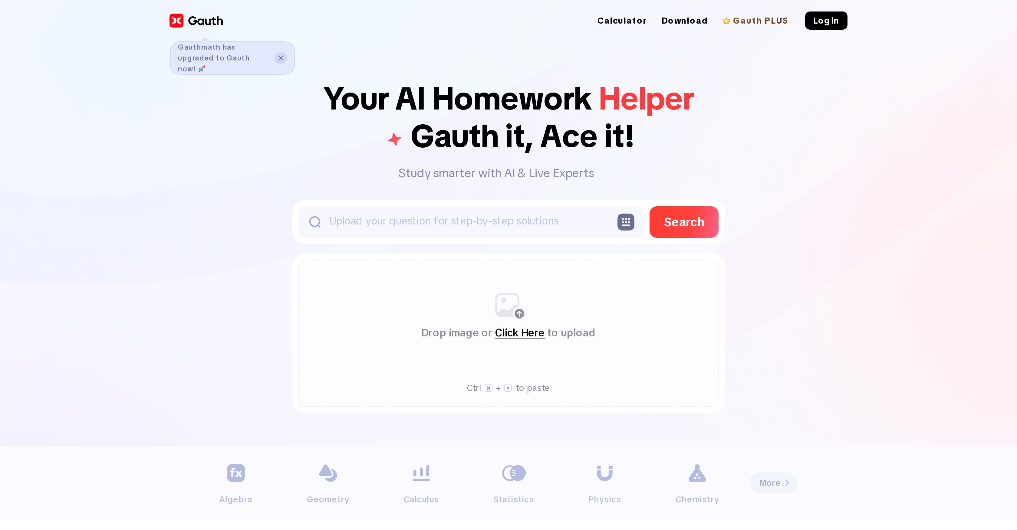 Gauth - Screenshot showing the interface and features of this AI tool