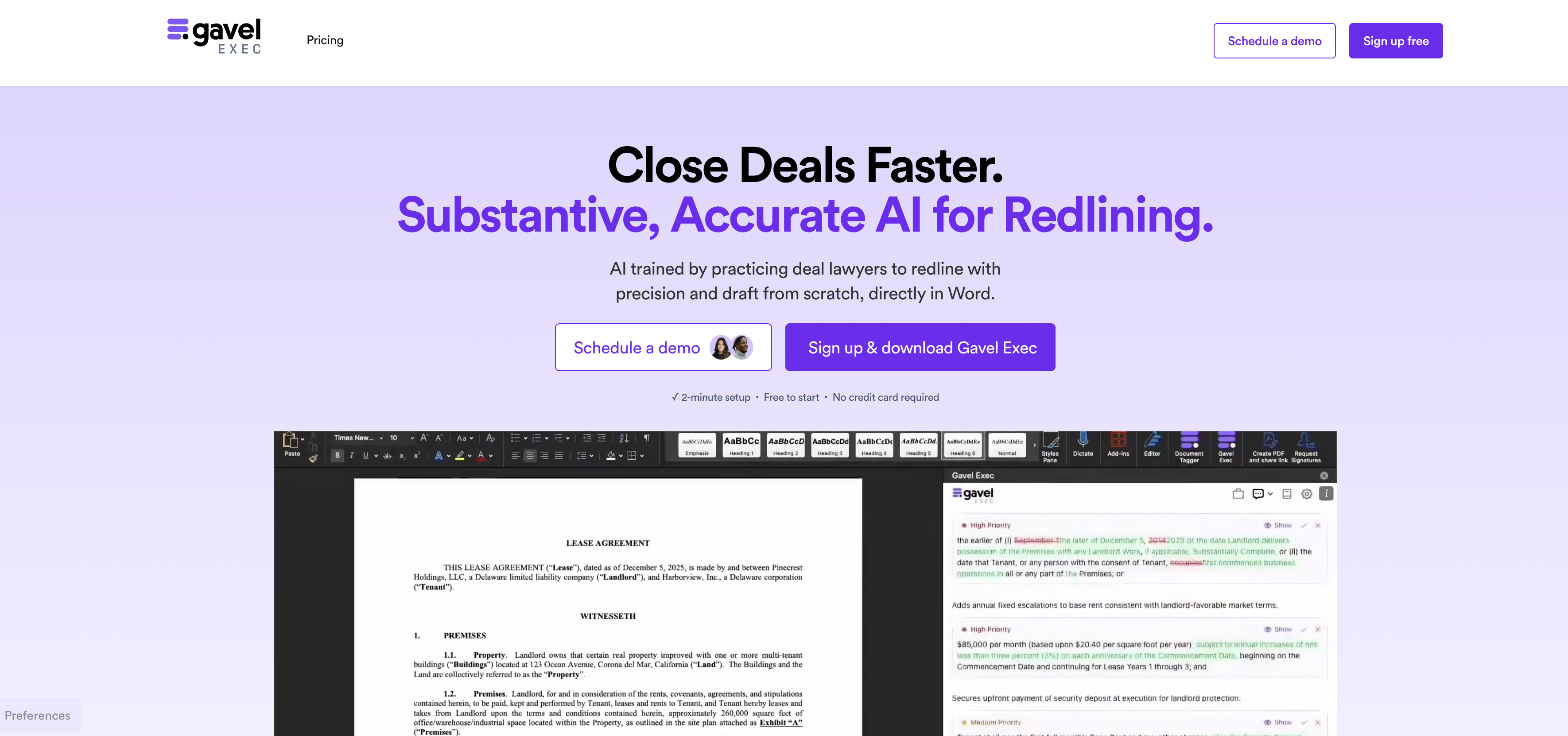 Gavel Exec - Screenshot showing the interface and features of this AI tool