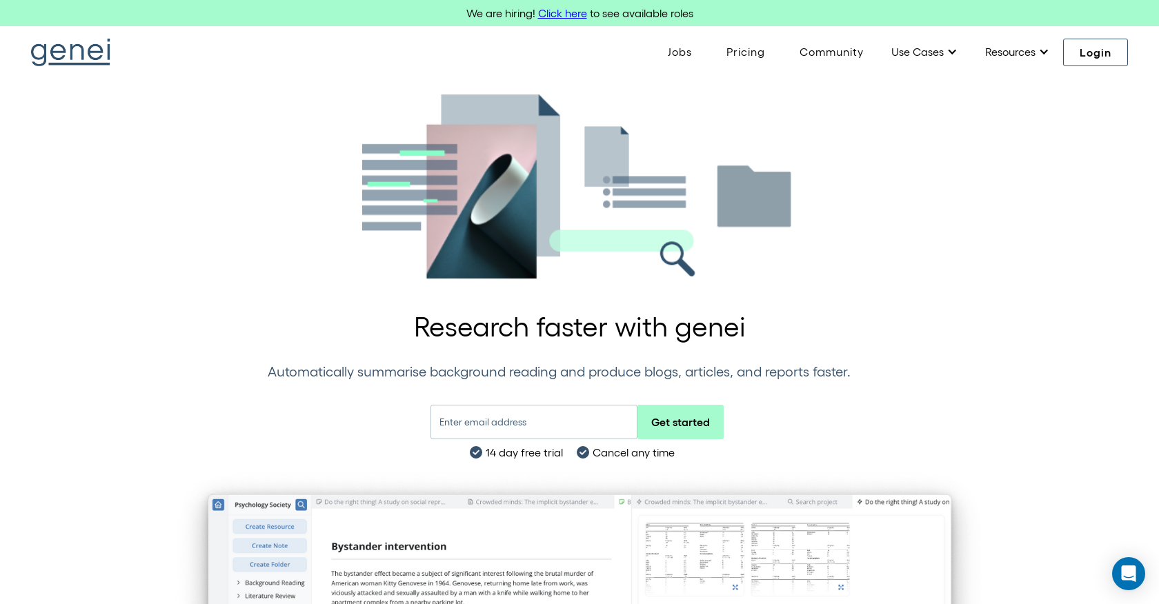 Genei - Screenshot showing the interface and features of this AI tool