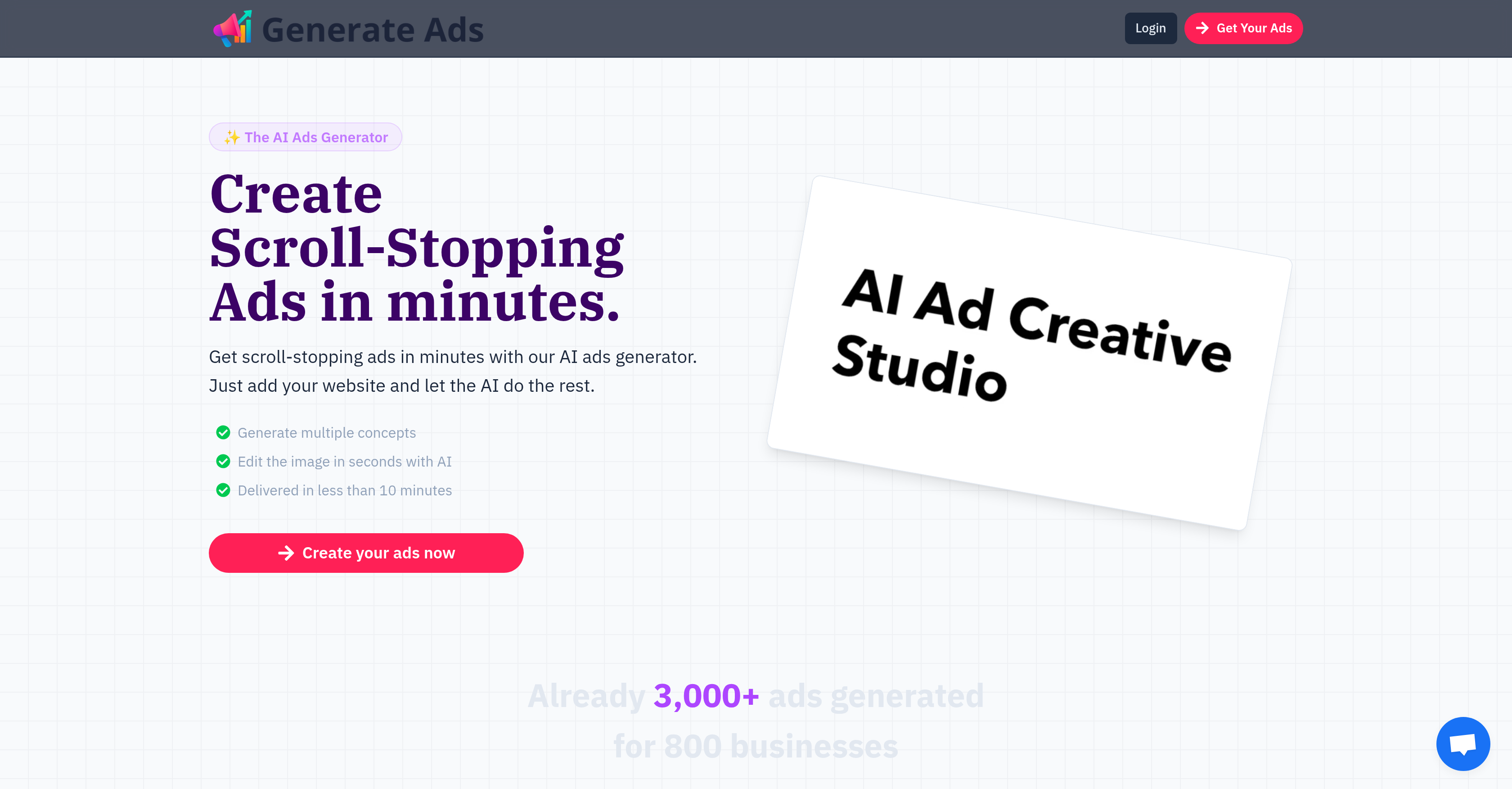 Generate Ads AI - Screenshot showing the interface and features of this AI tool