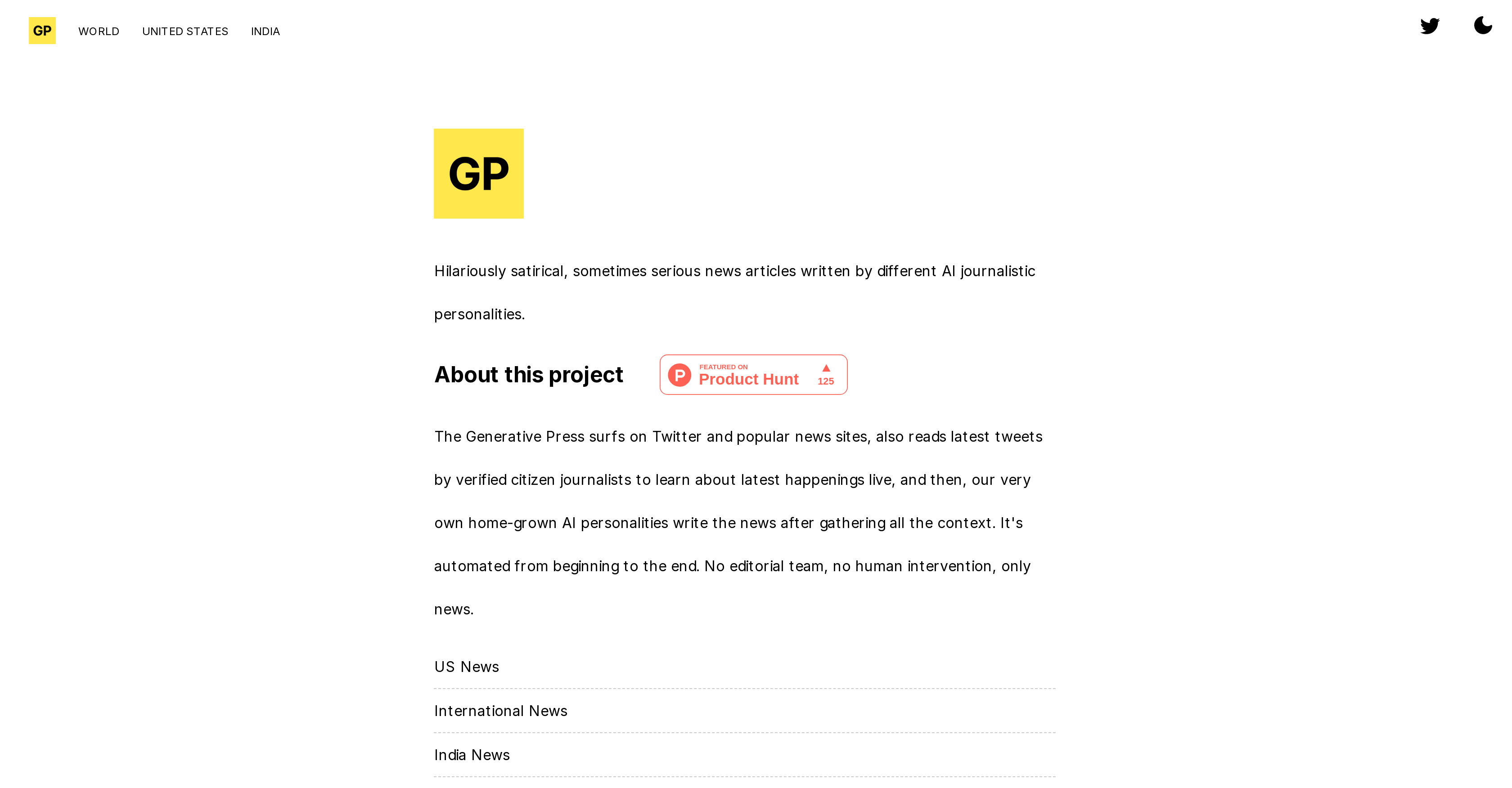 Generative Press - Screenshot showing the interface and features of this AI tool