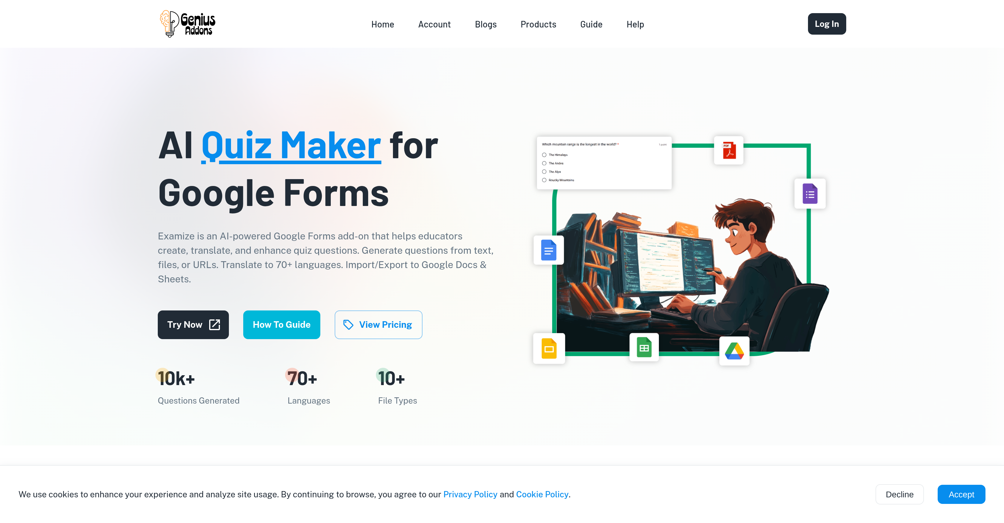 Examize: AI Quiz Maker - Screenshot showing the interface and features of this AI tool