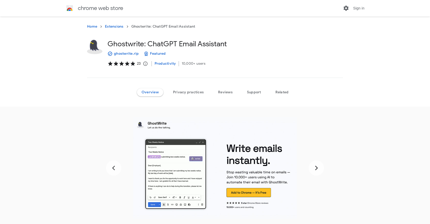 Ghostwrite - Screenshot showing the interface and features of this AI tool