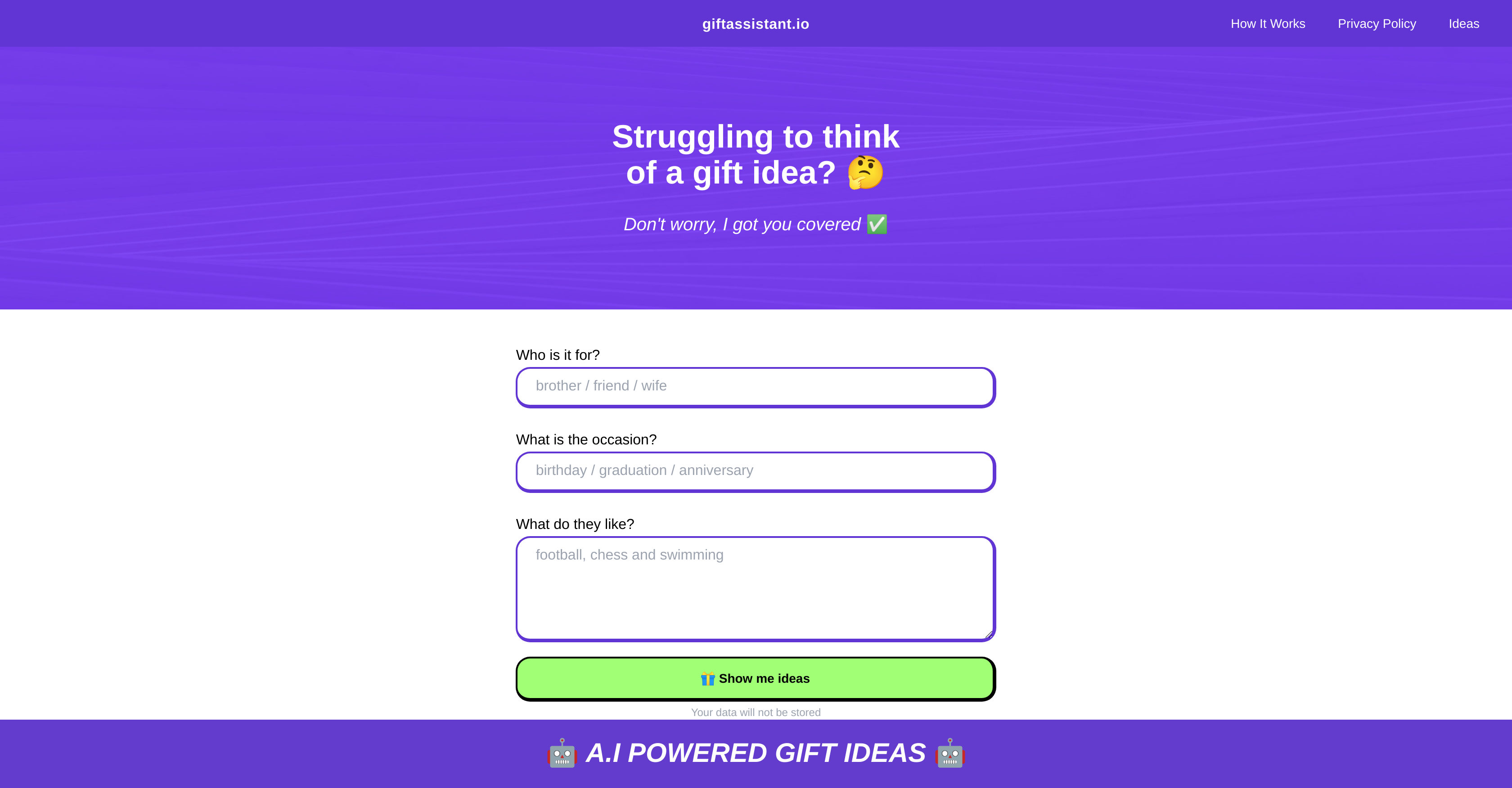 Giftassistant - Screenshot showing the interface and features of this AI tool
