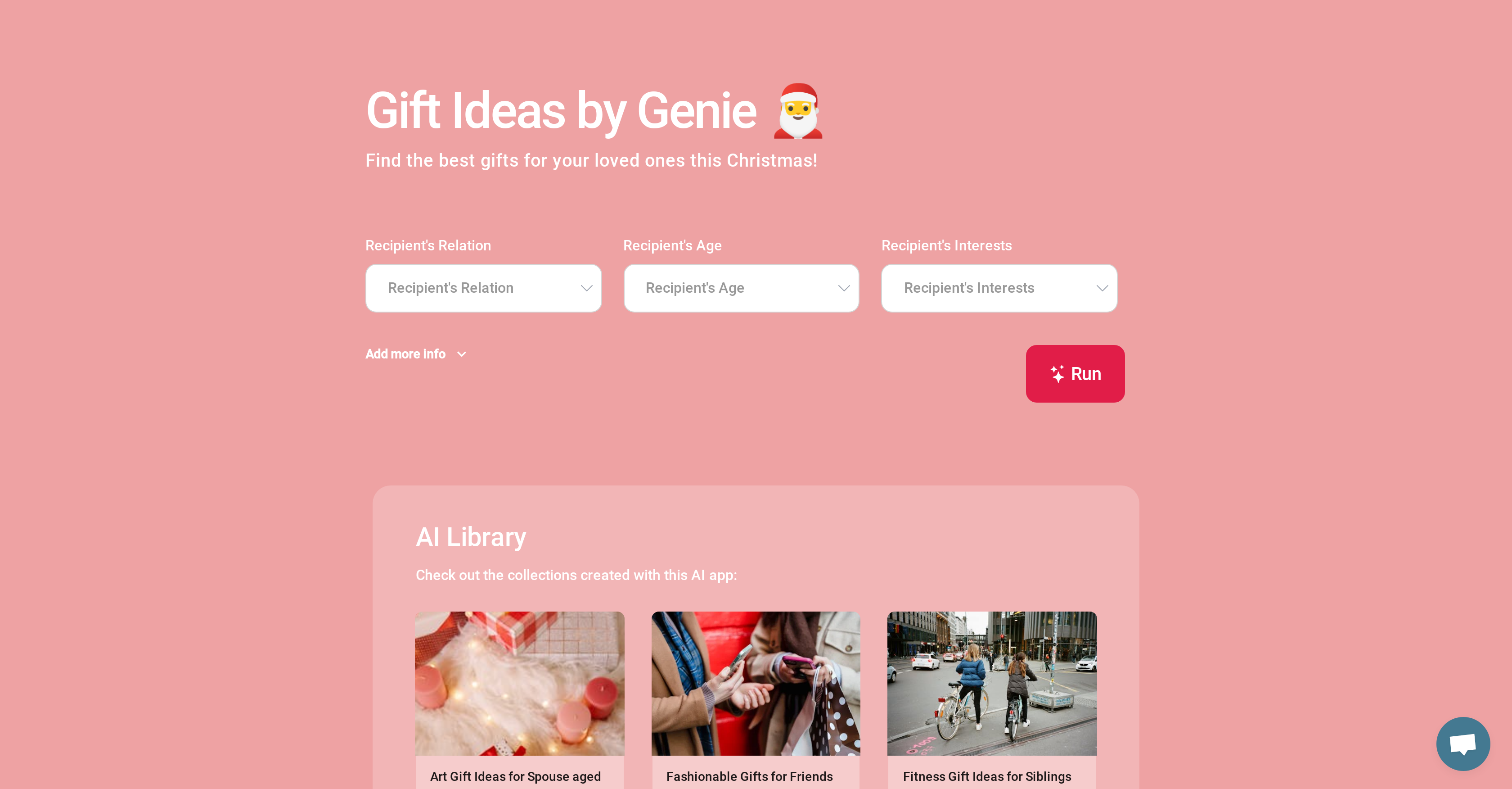Gift Ideas by Genie - Screenshot showing the interface and features of this AI tool