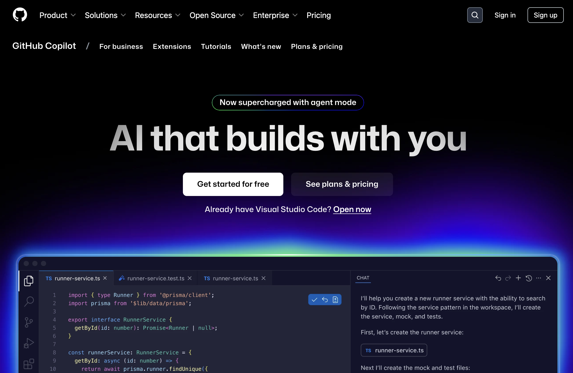 Github Copilot - Screenshot showing the interface and features of this AI tool