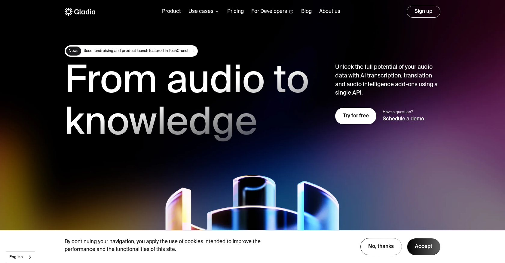 Gladia - Screenshot showing the interface and features of this AI tool