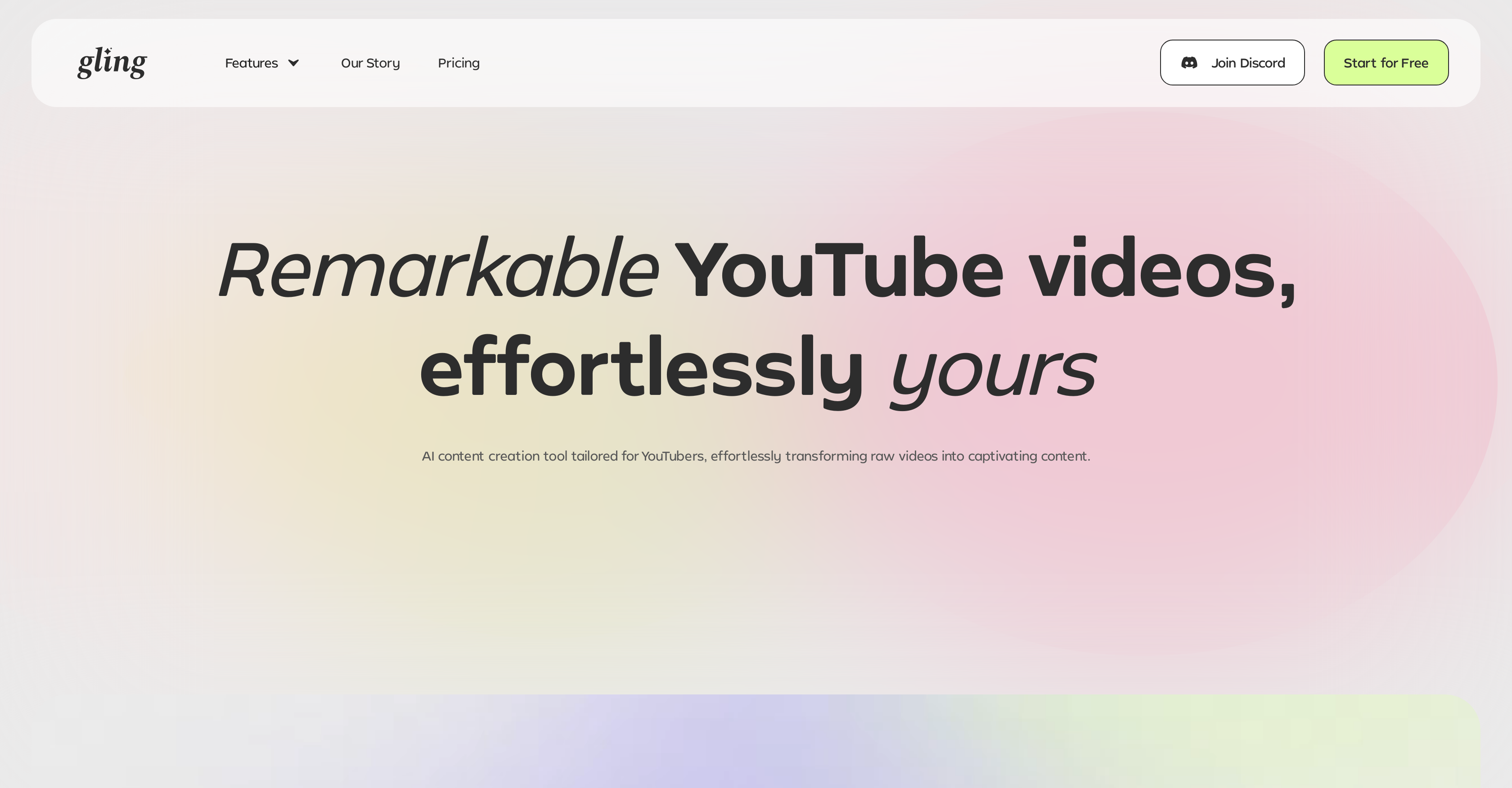 Gling - AI Video Editing Software for YouTube - Screenshot showing the interface and features of this AI tool