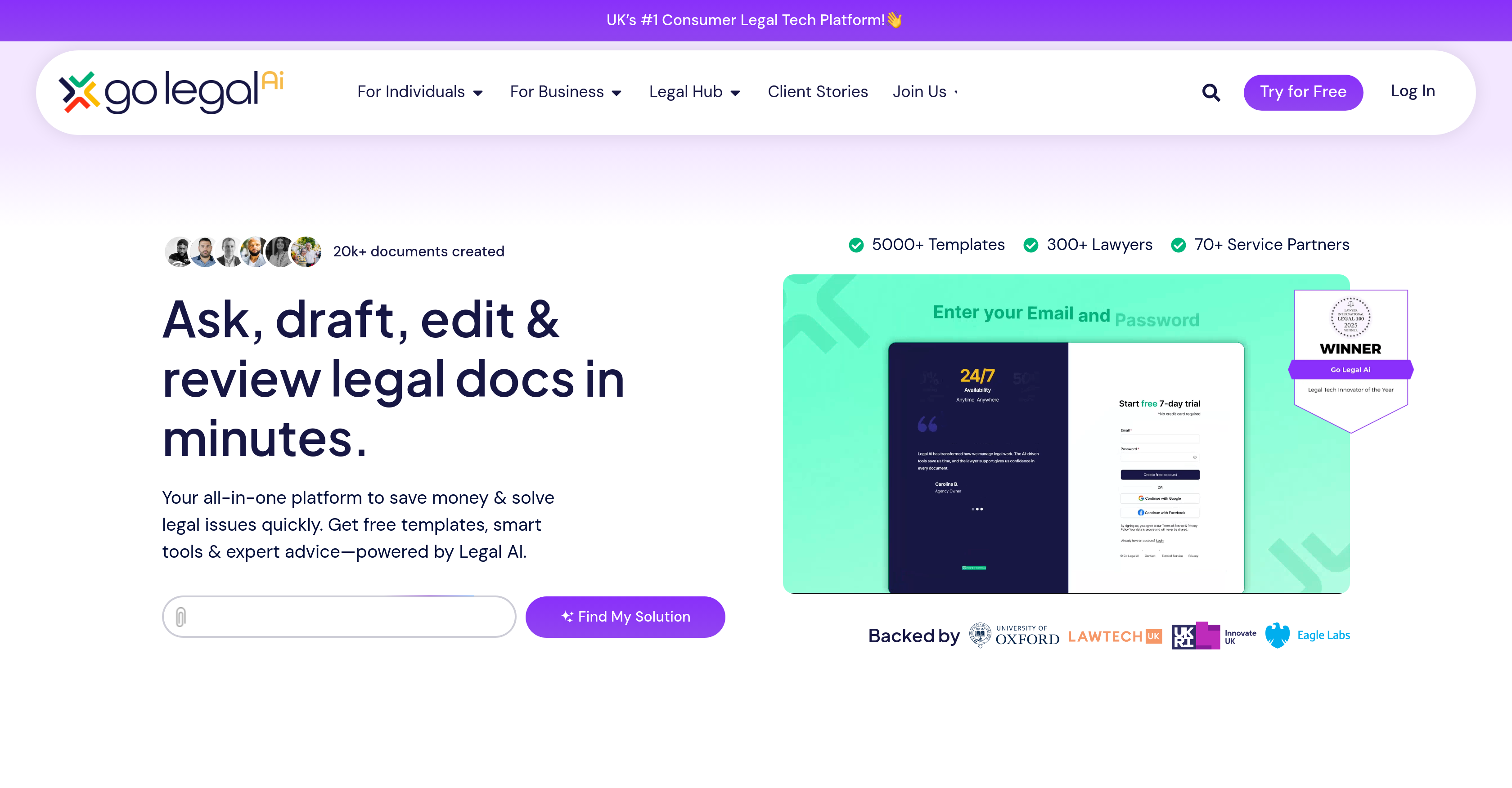 Go Legal AI - Screenshot showing the interface and features of this AI tool