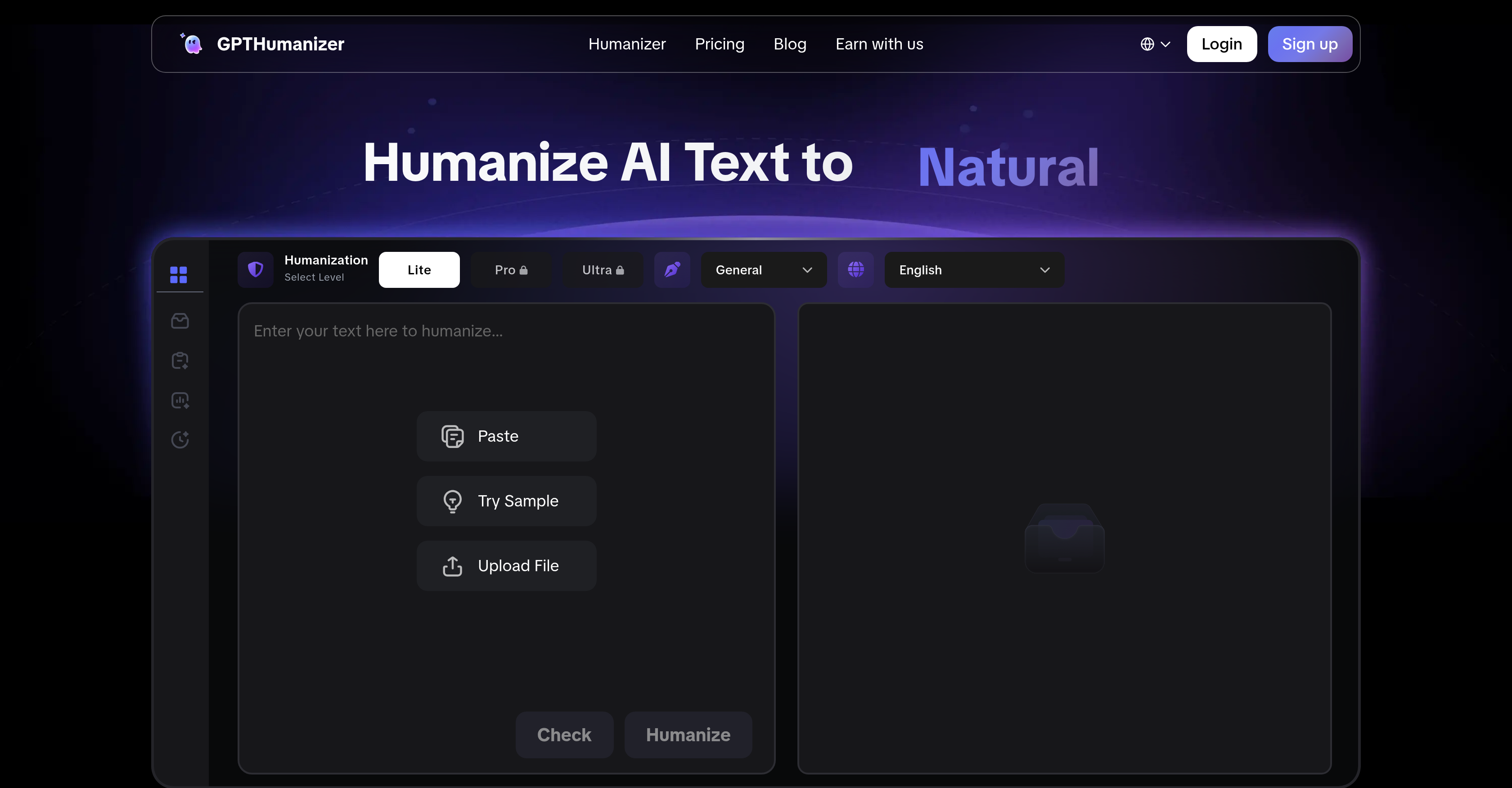 GPTHumanizer - Screenshot showing the interface and features of this AI tool