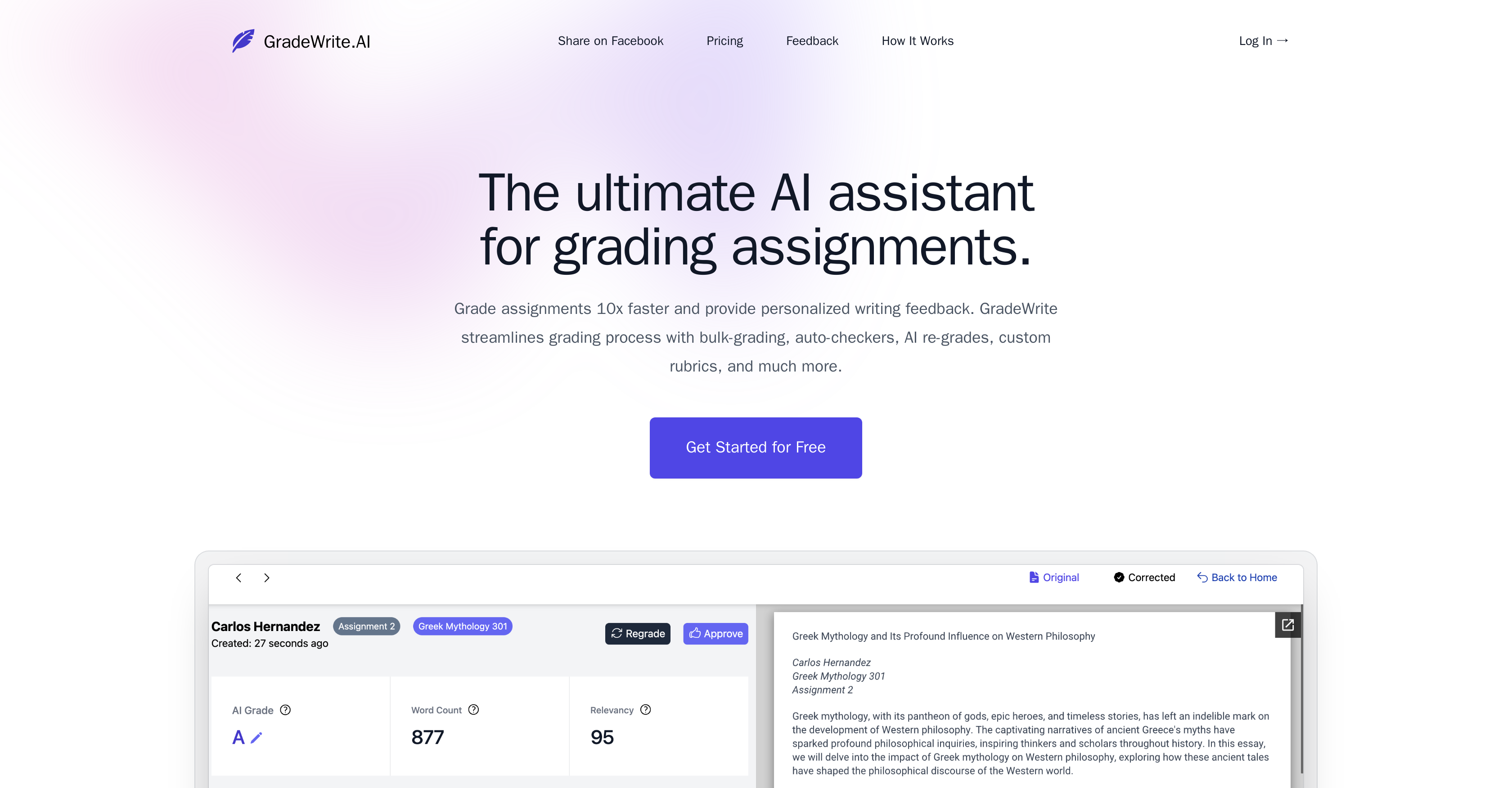 GradeWrite - Screenshot showing the interface and features of this AI tool