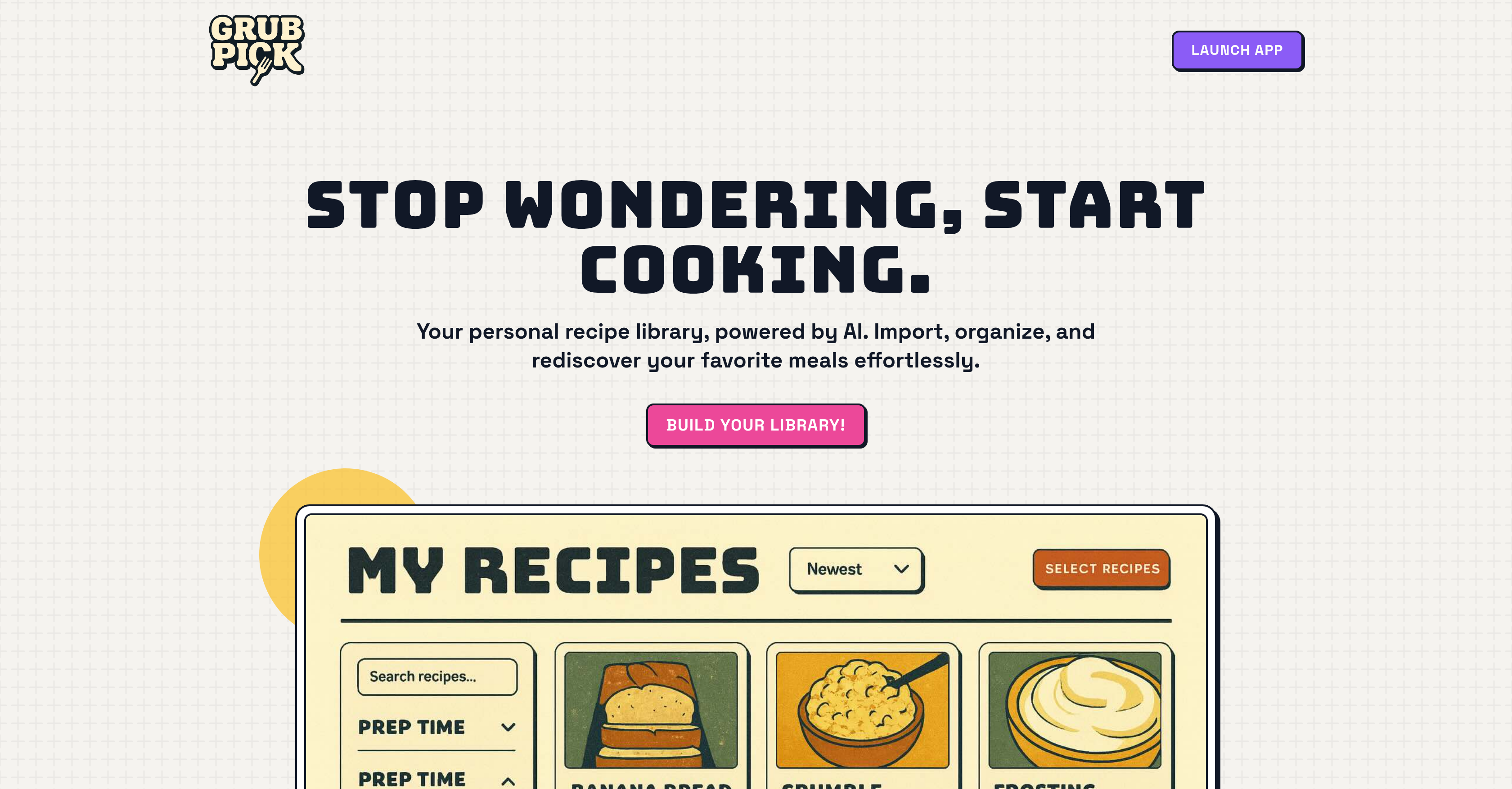 GrubPick - Screenshot showing the interface and features of this AI tool