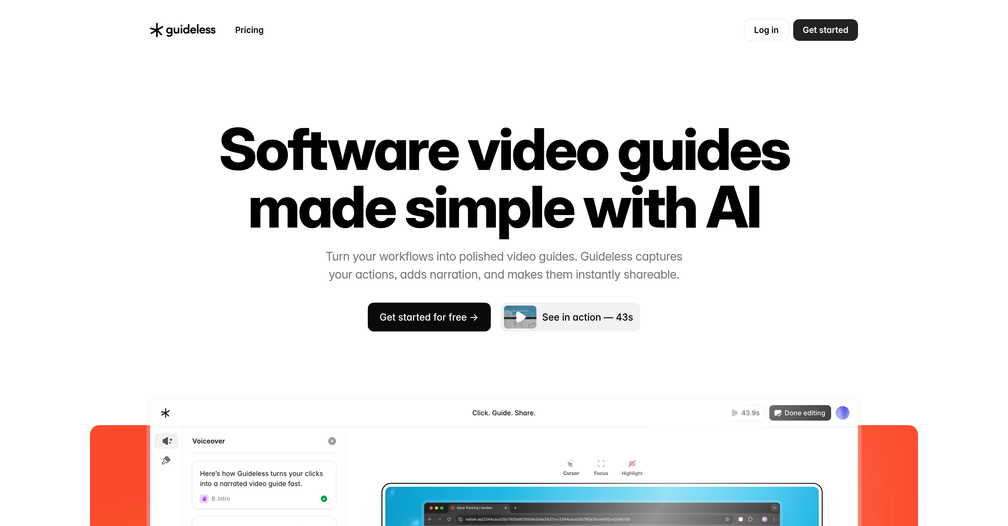 Guideless - Screenshot showing the interface and features of this AI tool
