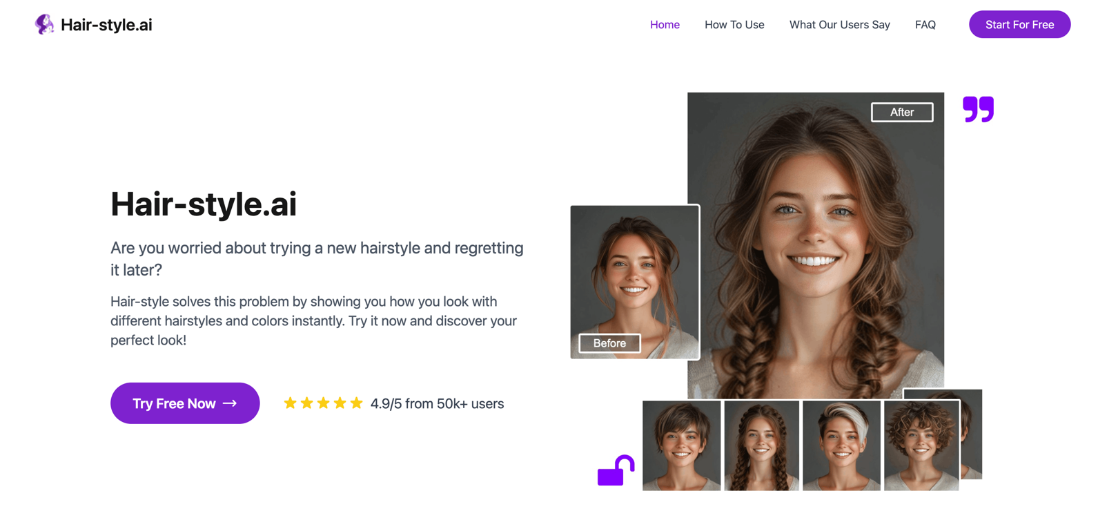 Hair-style.ai - Screenshot showing the interface and features of this AI tool