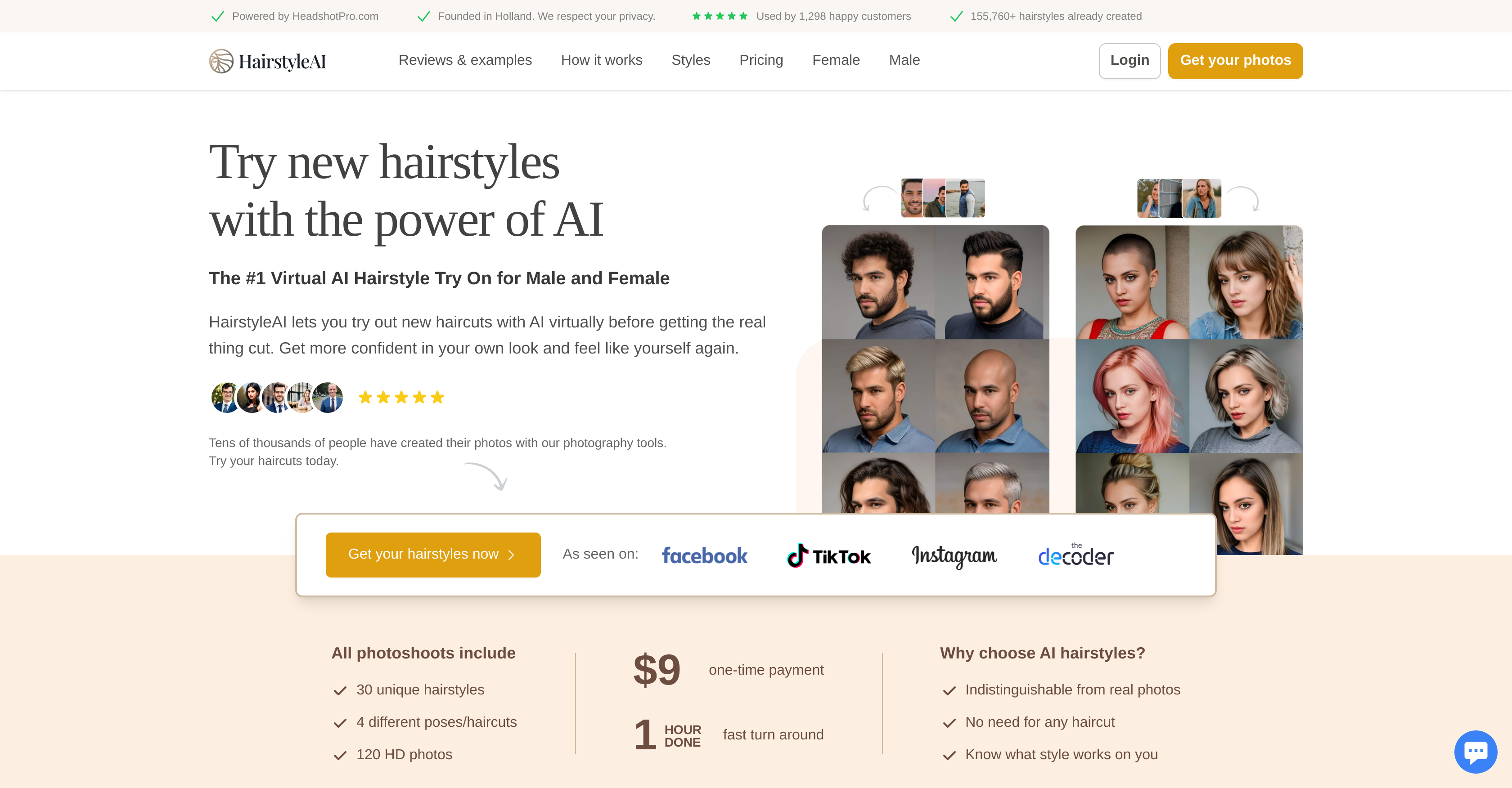 Hairstyle AI - Screenshot showing the interface and features of this AI tool