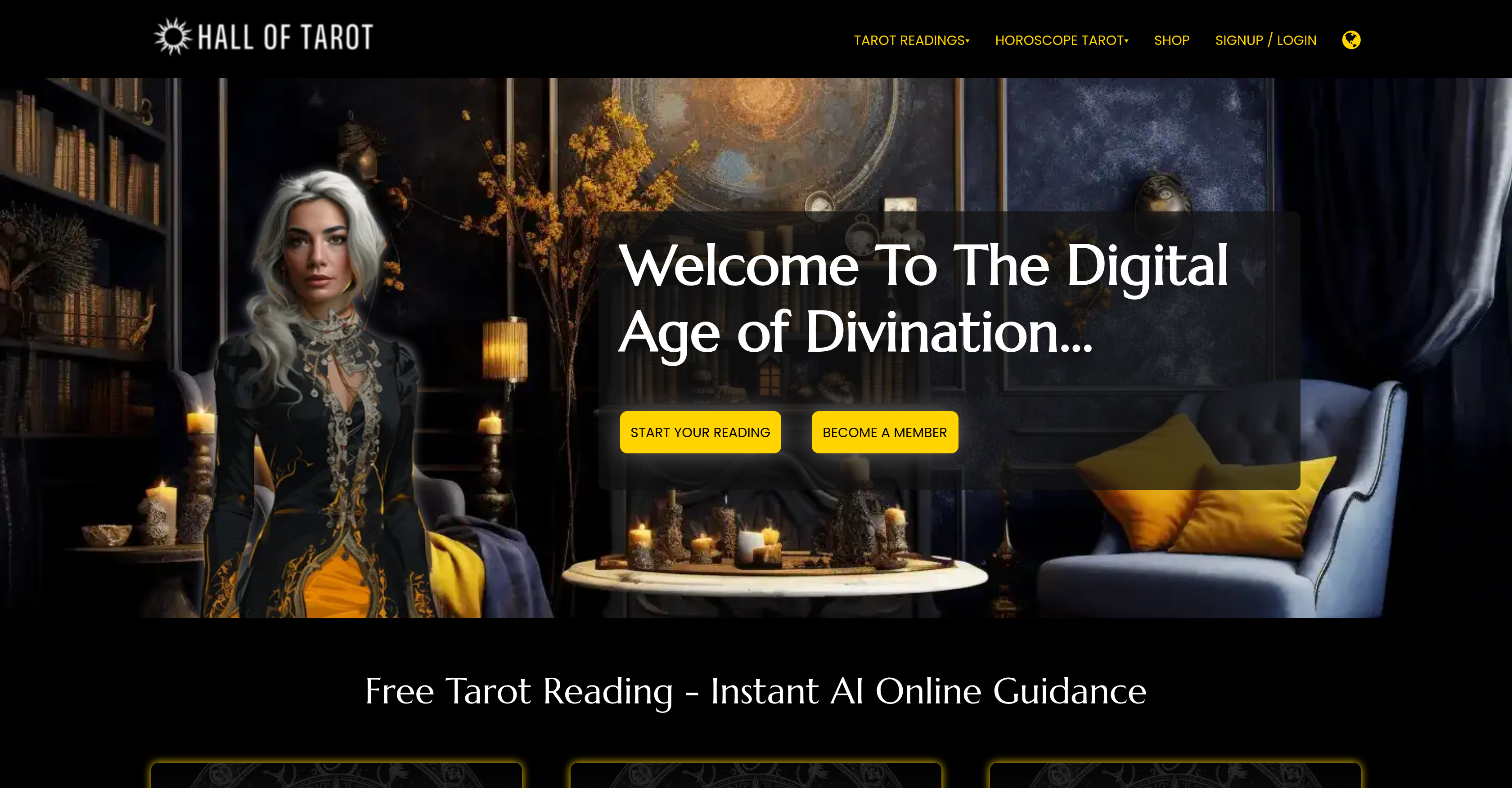 Hall of Tarot - Screenshot showing the interface and features of this AI tool