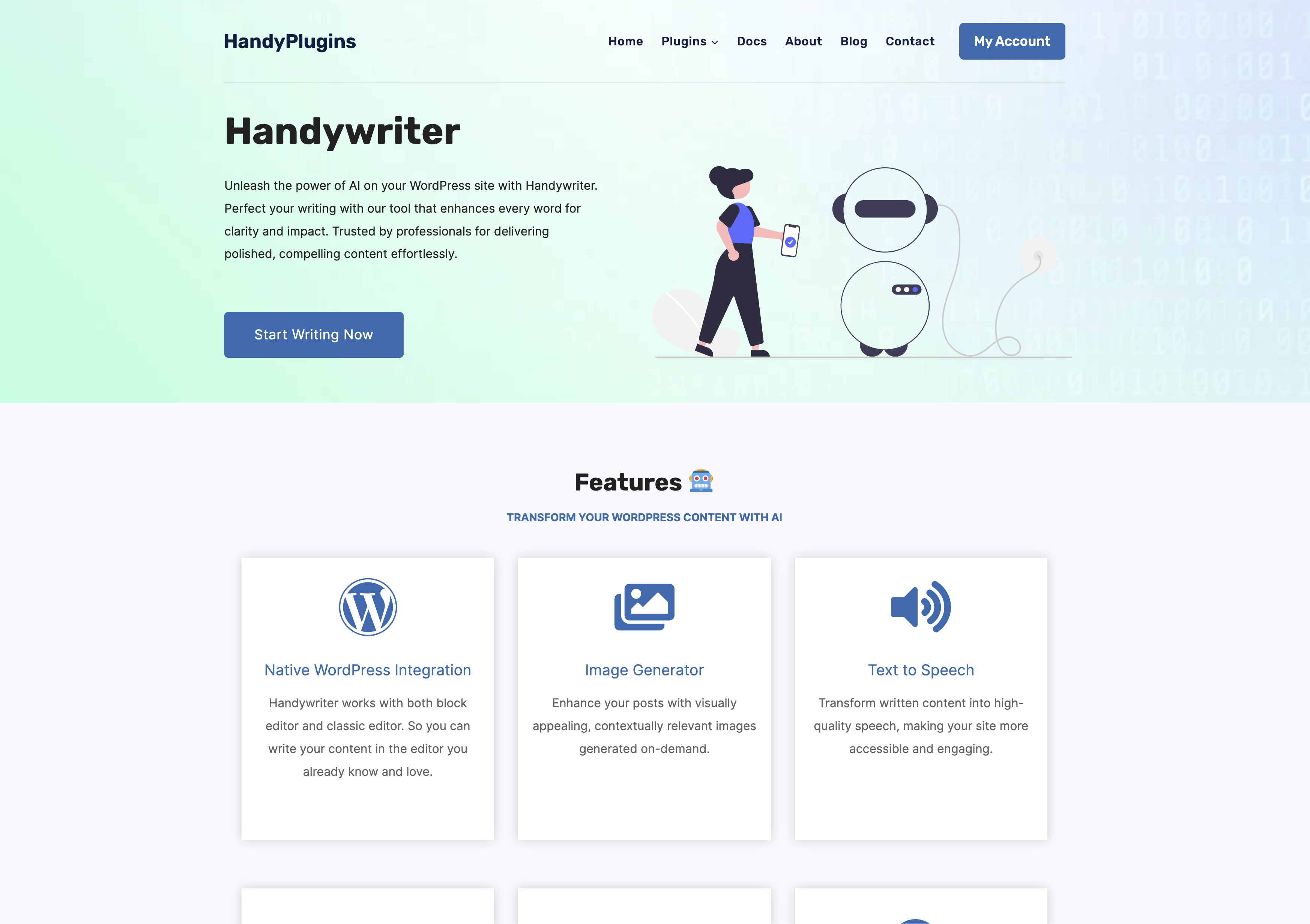 Handywriter - Screenshot showing the interface and features of this AI tool