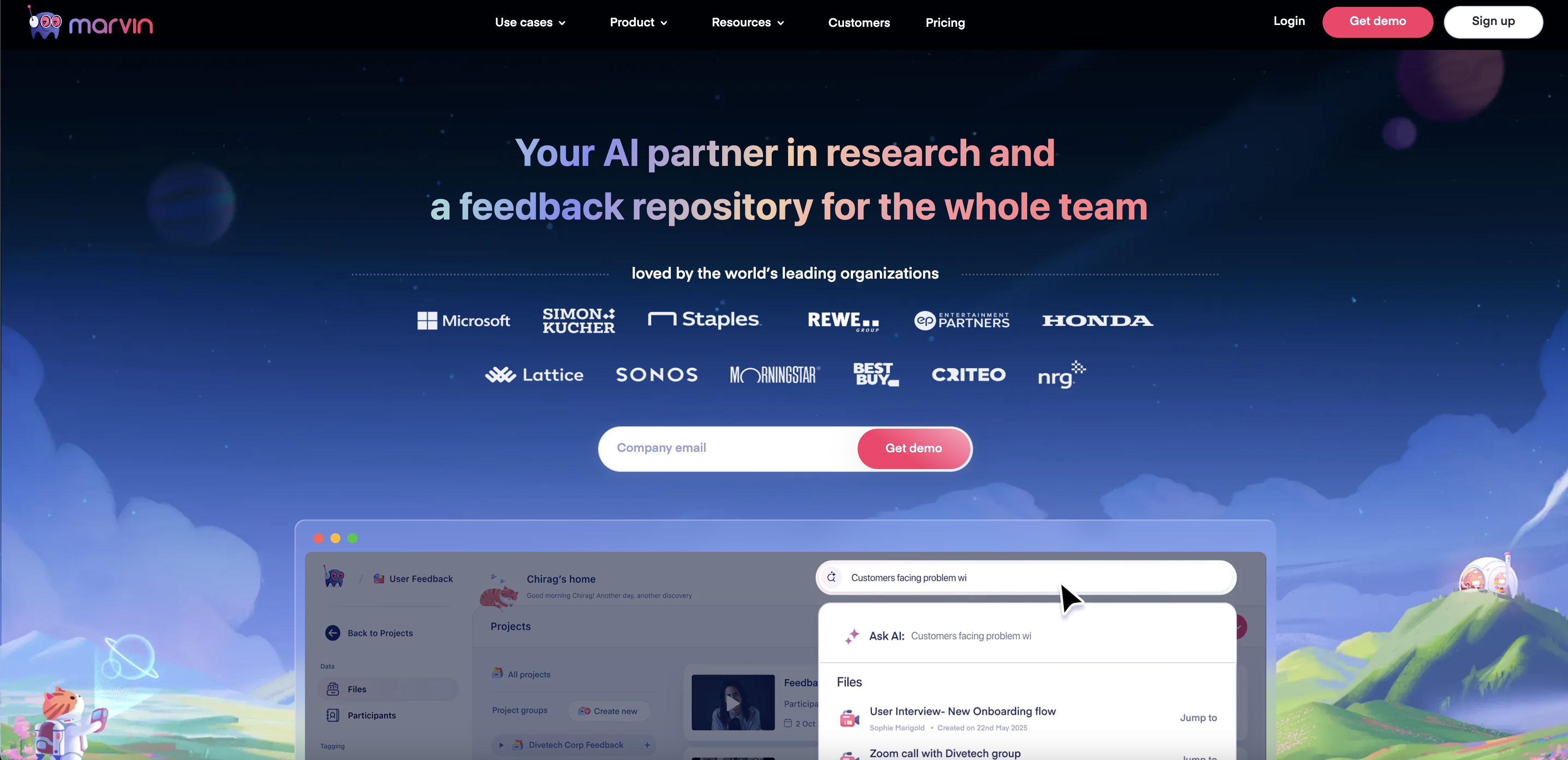 HeyMarvin - Screenshot showing the interface and features of this AI tool