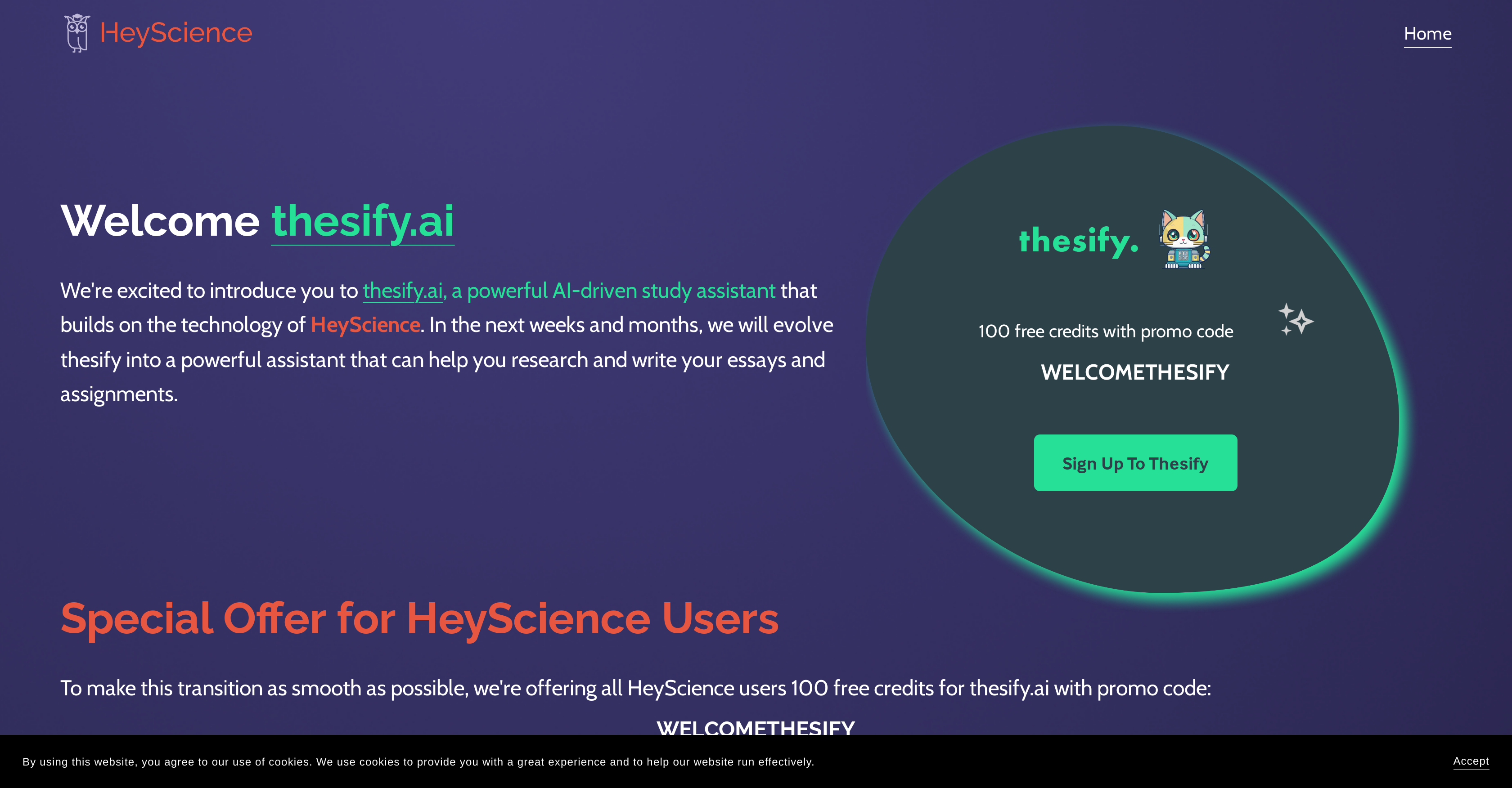 HeyScience - Screenshot showing the interface and features of this AI tool