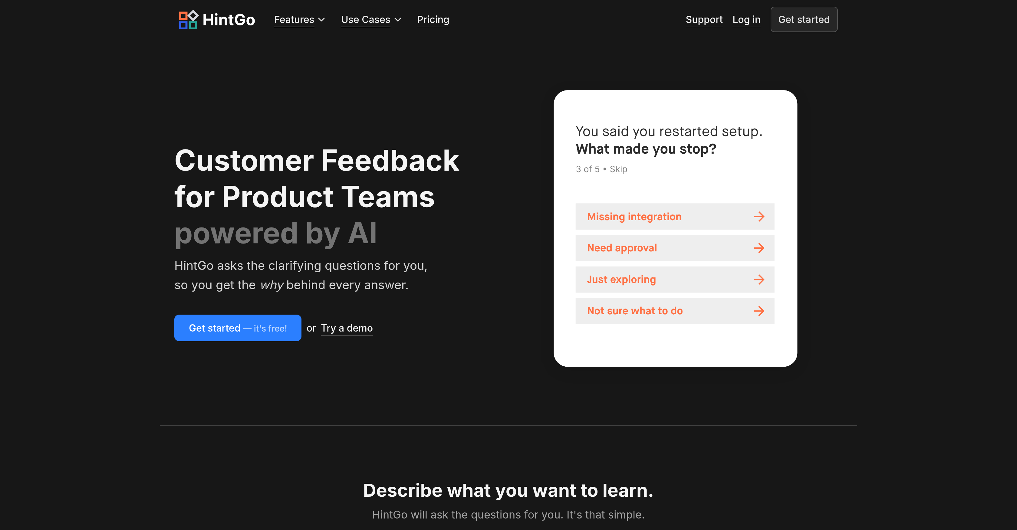 HintGo - Screenshot showing the interface and features of this AI tool