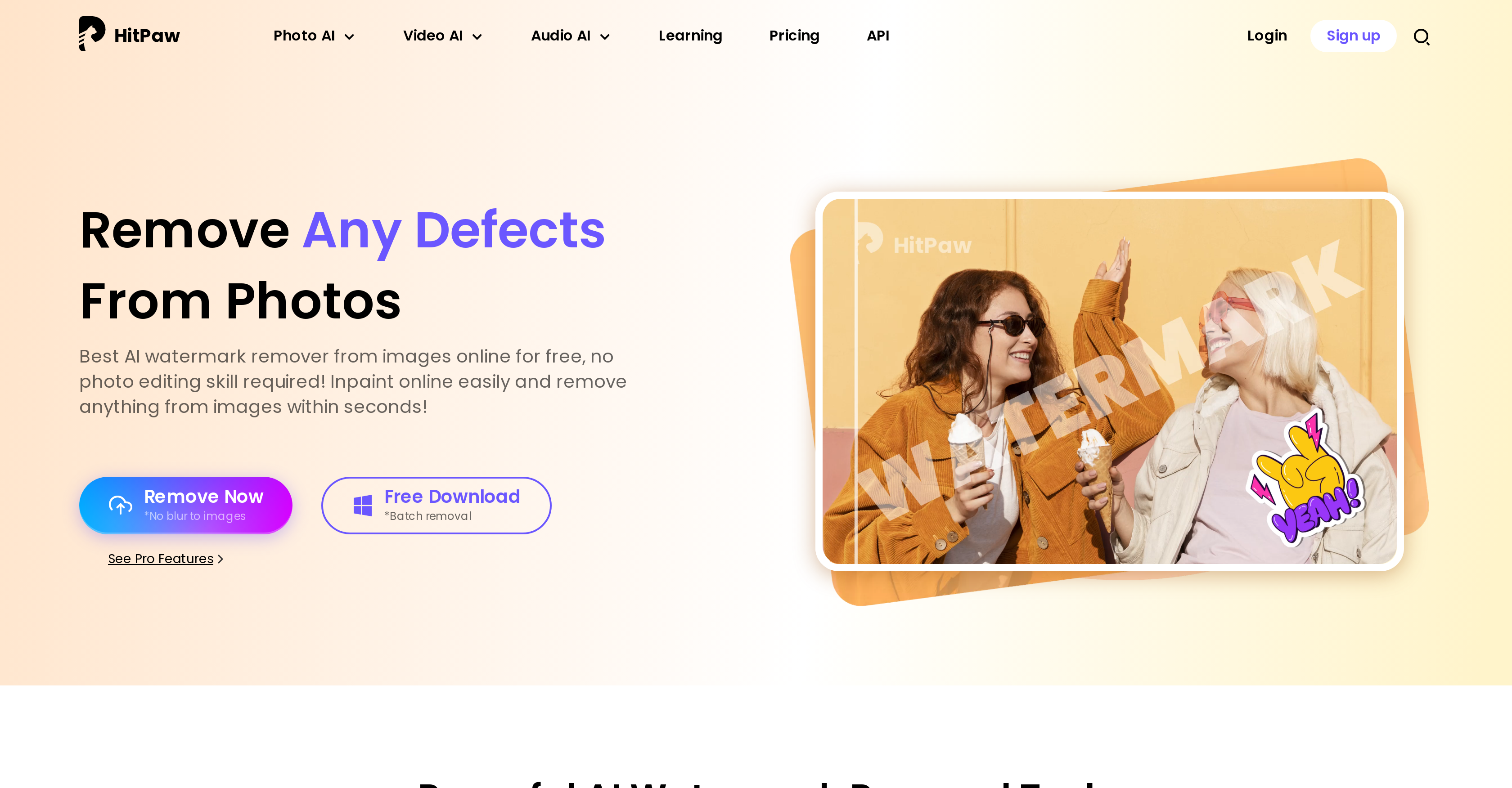 Hitpaw watermark remover - Screenshot showing the interface and features of this AI tool
