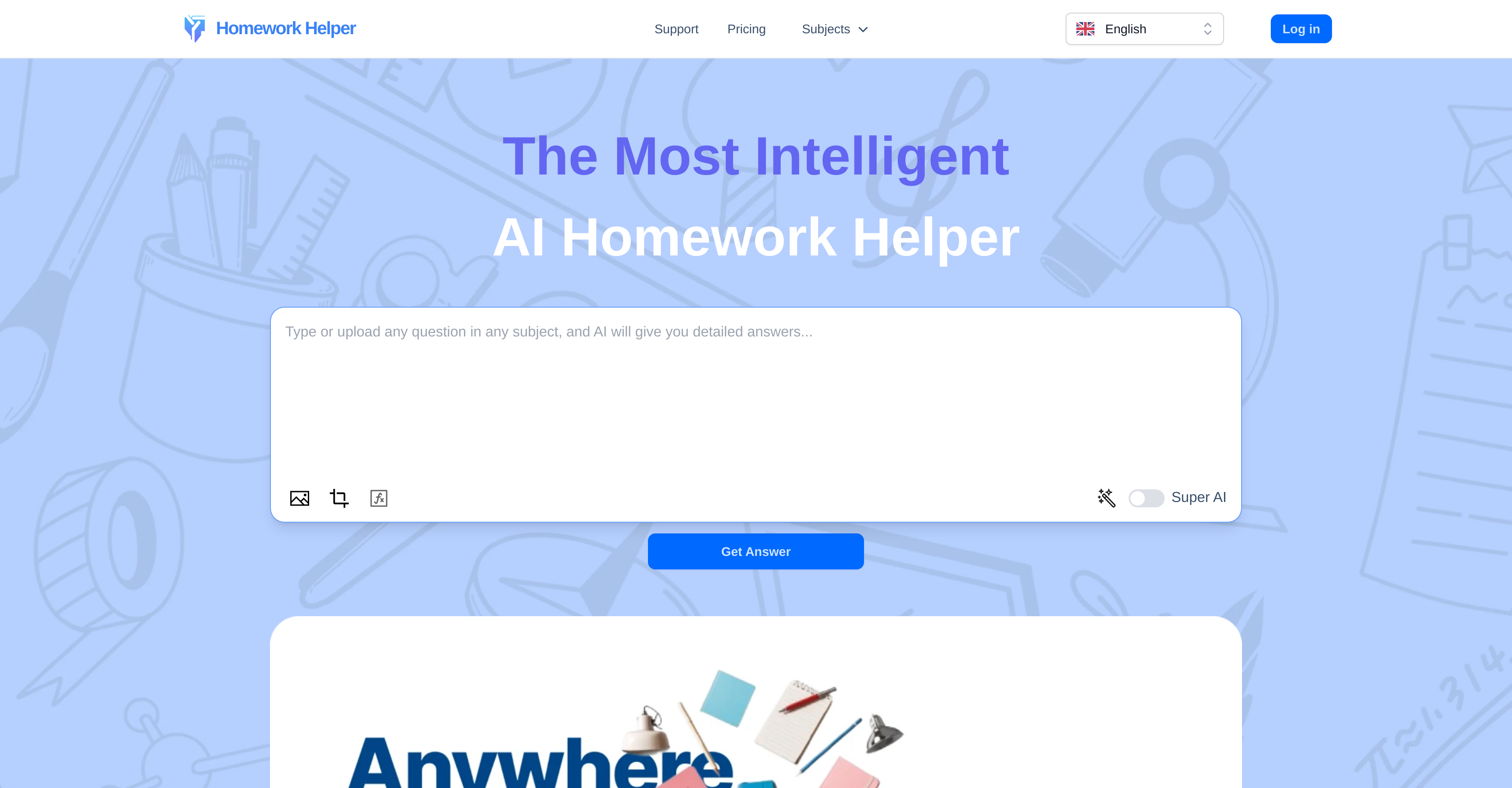 Homework Helper - Screenshot showing the interface and features of this AI tool