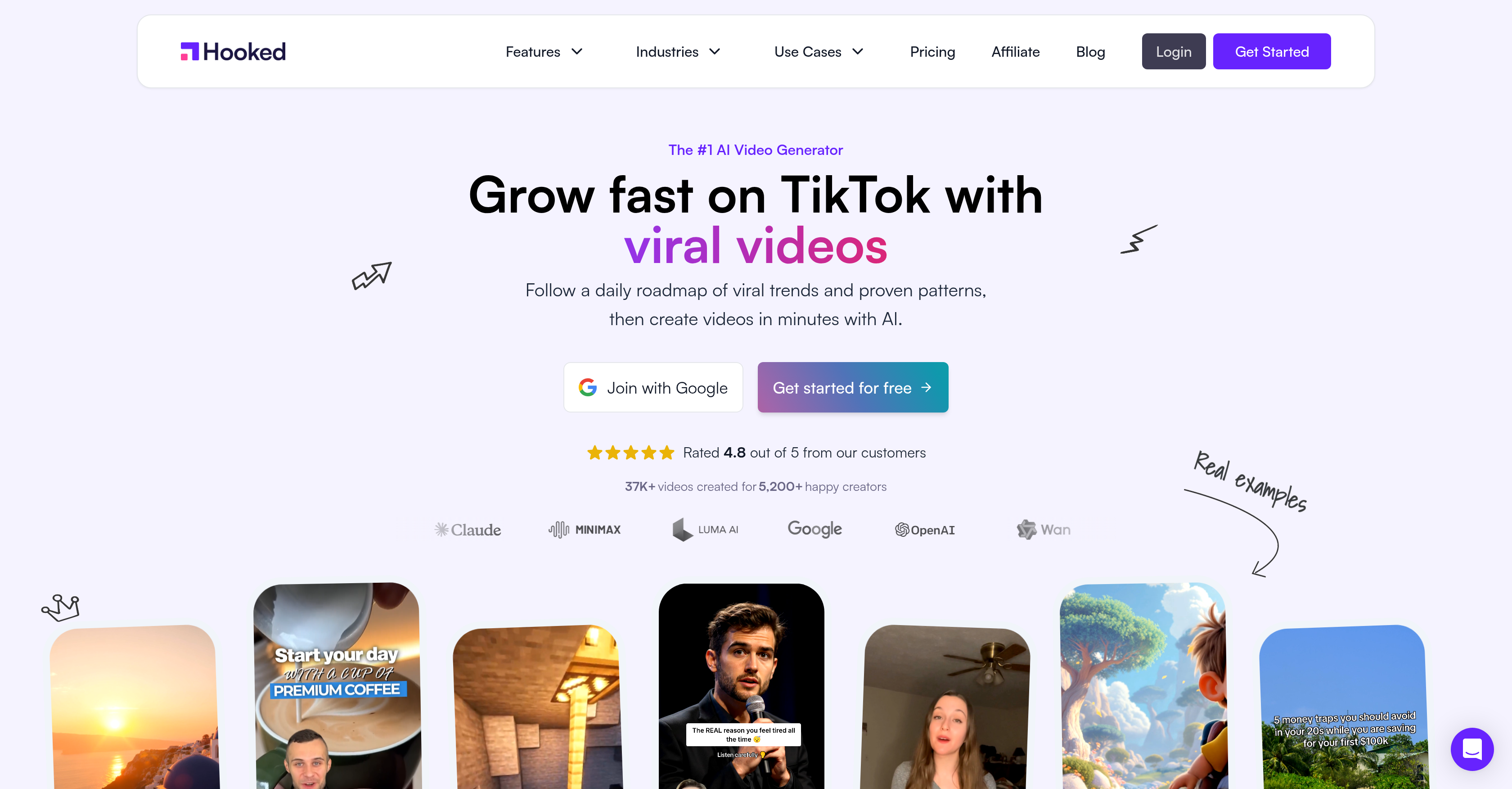 Hooked - Screenshot showing the interface and features of this AI tool