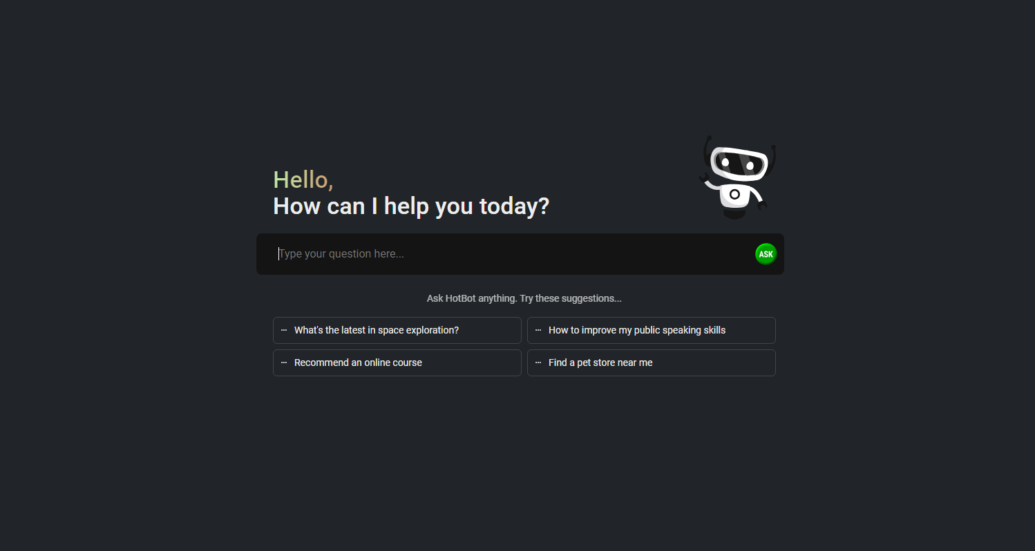 HotBot - Screenshot showing the interface and features of this AI tool
