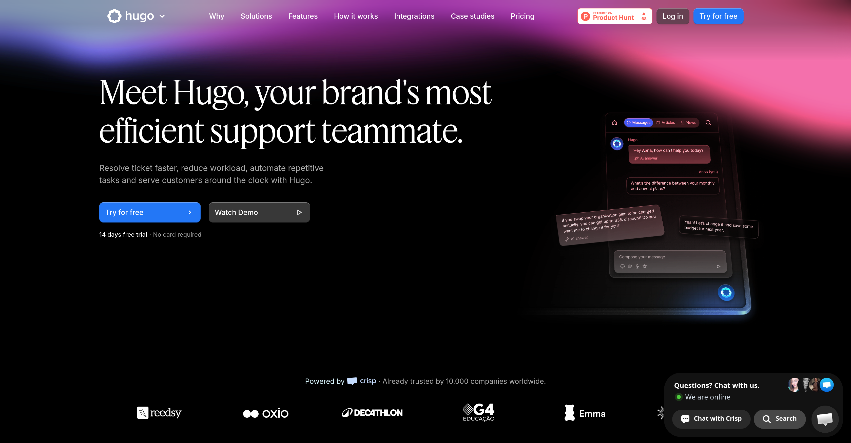 Hugo AI - Screenshot showing the interface and features of this AI tool