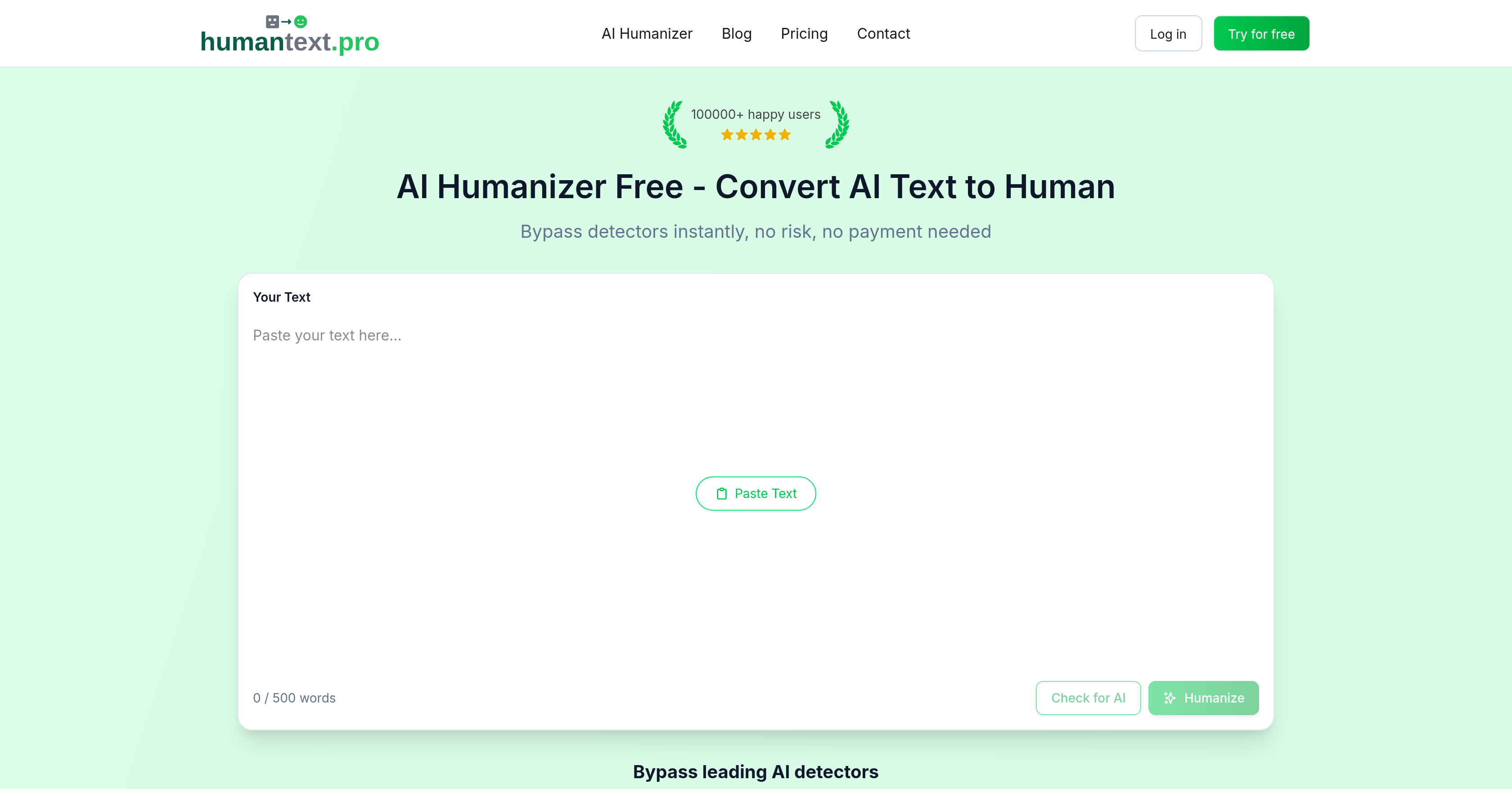 HumanText.pro - Screenshot showing the interface and features of this AI tool