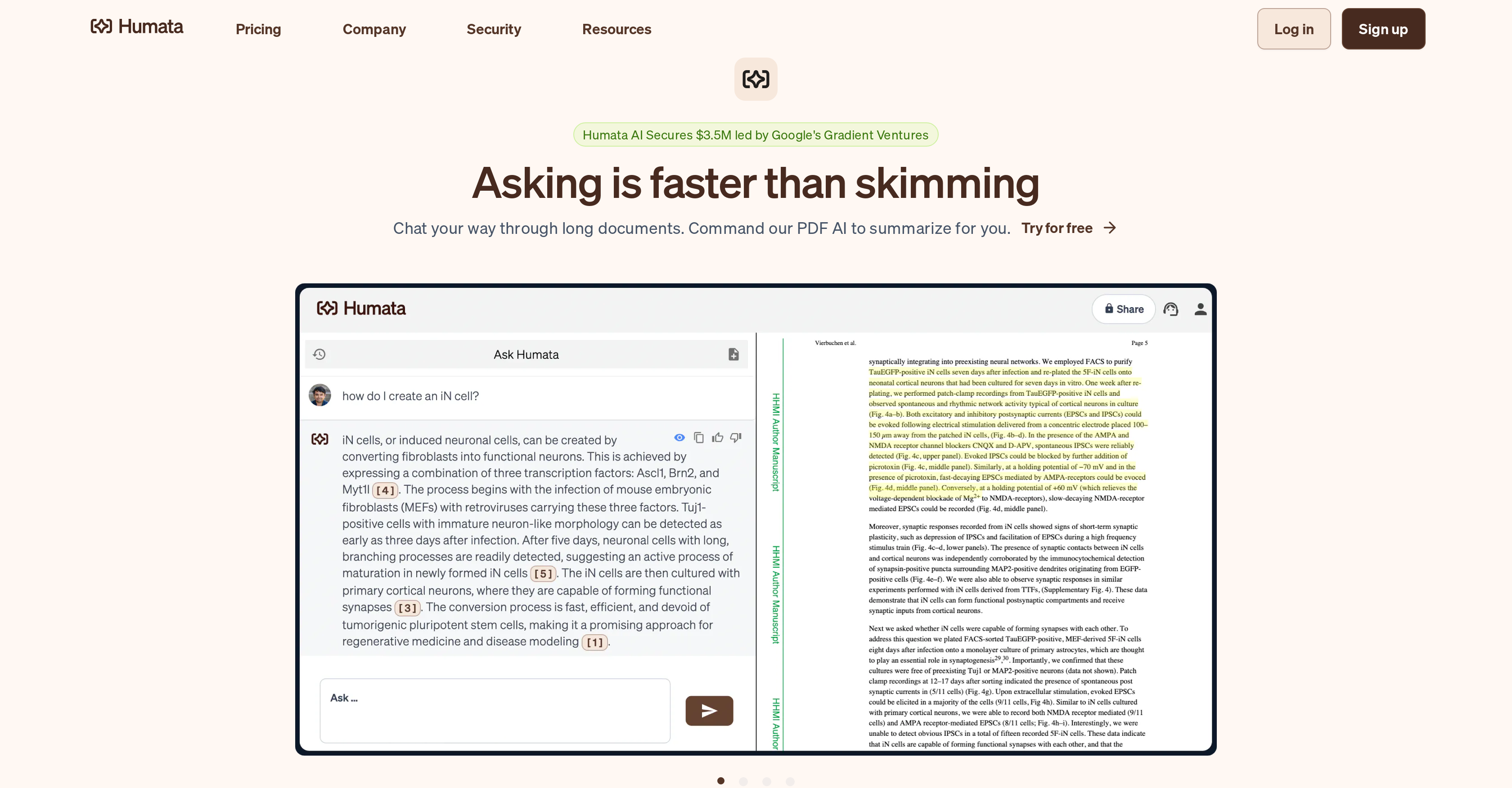 Humata - Screenshot showing the interface and features of this AI tool