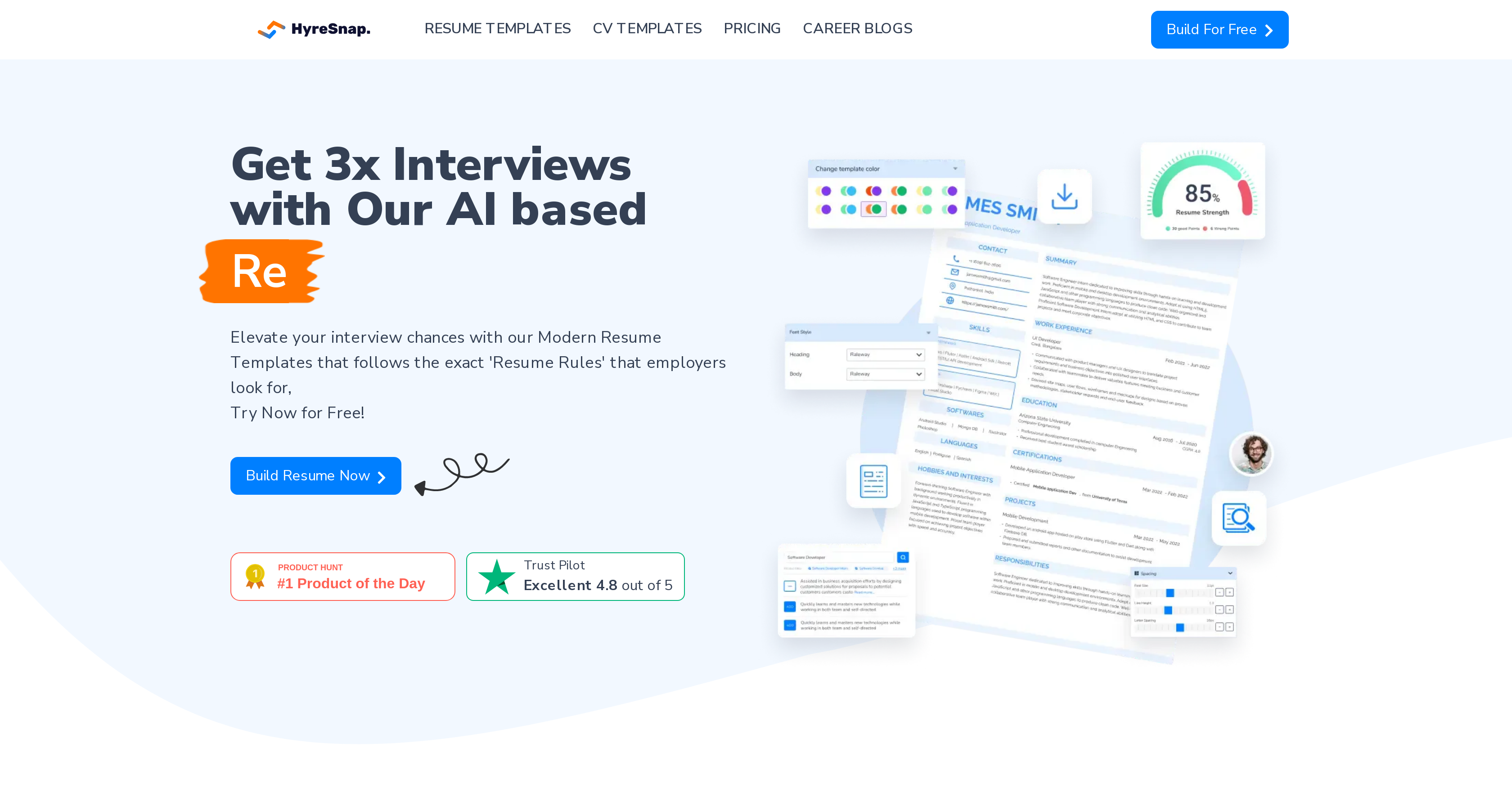 HyreSnap - Screenshot showing the interface and features of this AI tool