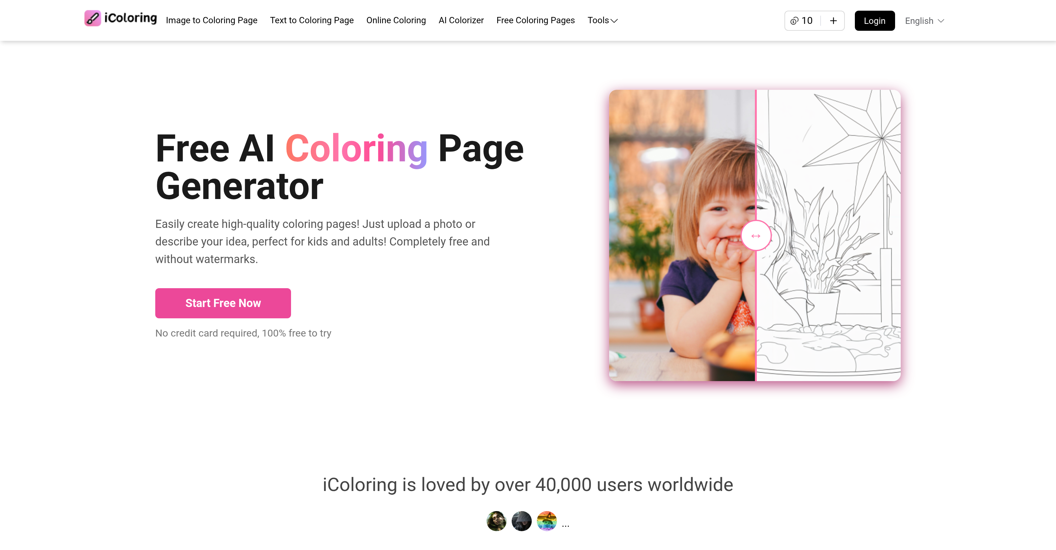 iColoring AI - Screenshot showing the interface and features of this AI tool