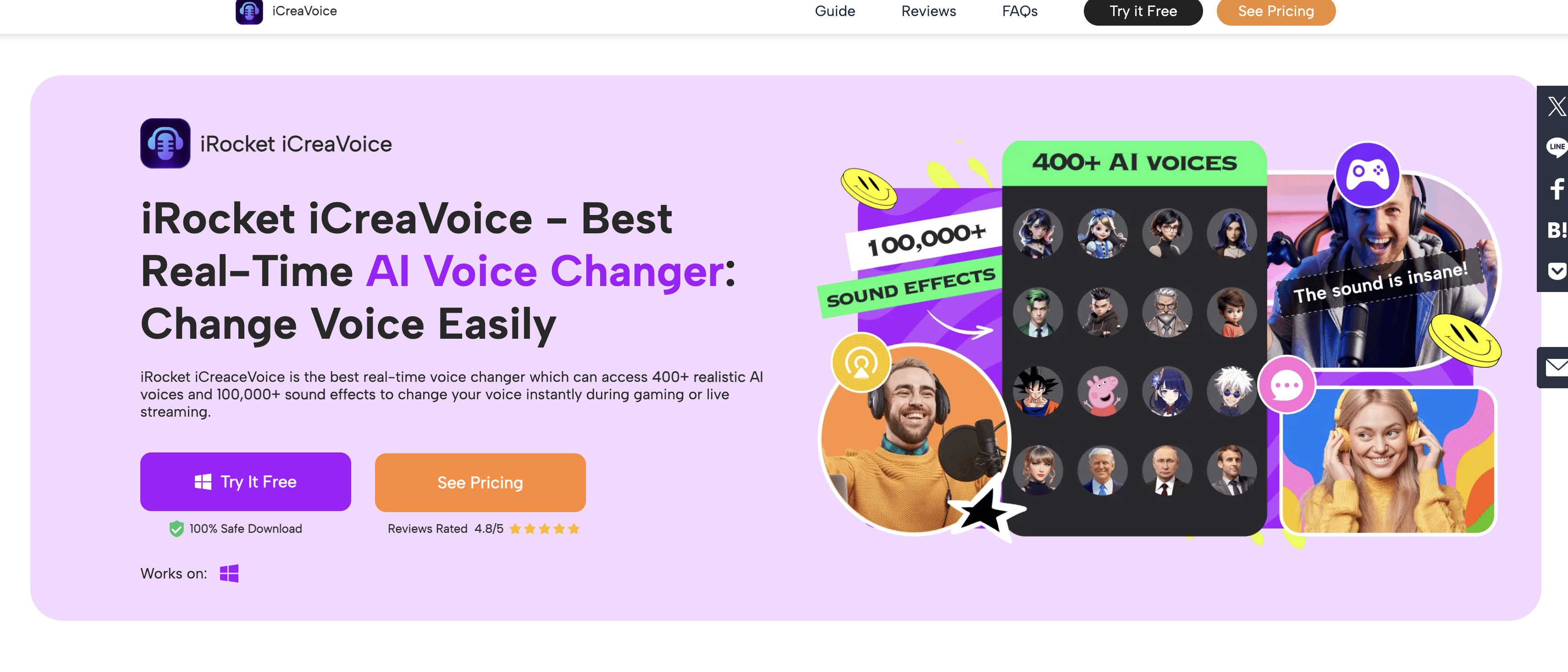 iCreaVoice - Screenshot showing the interface and features of this AI tool