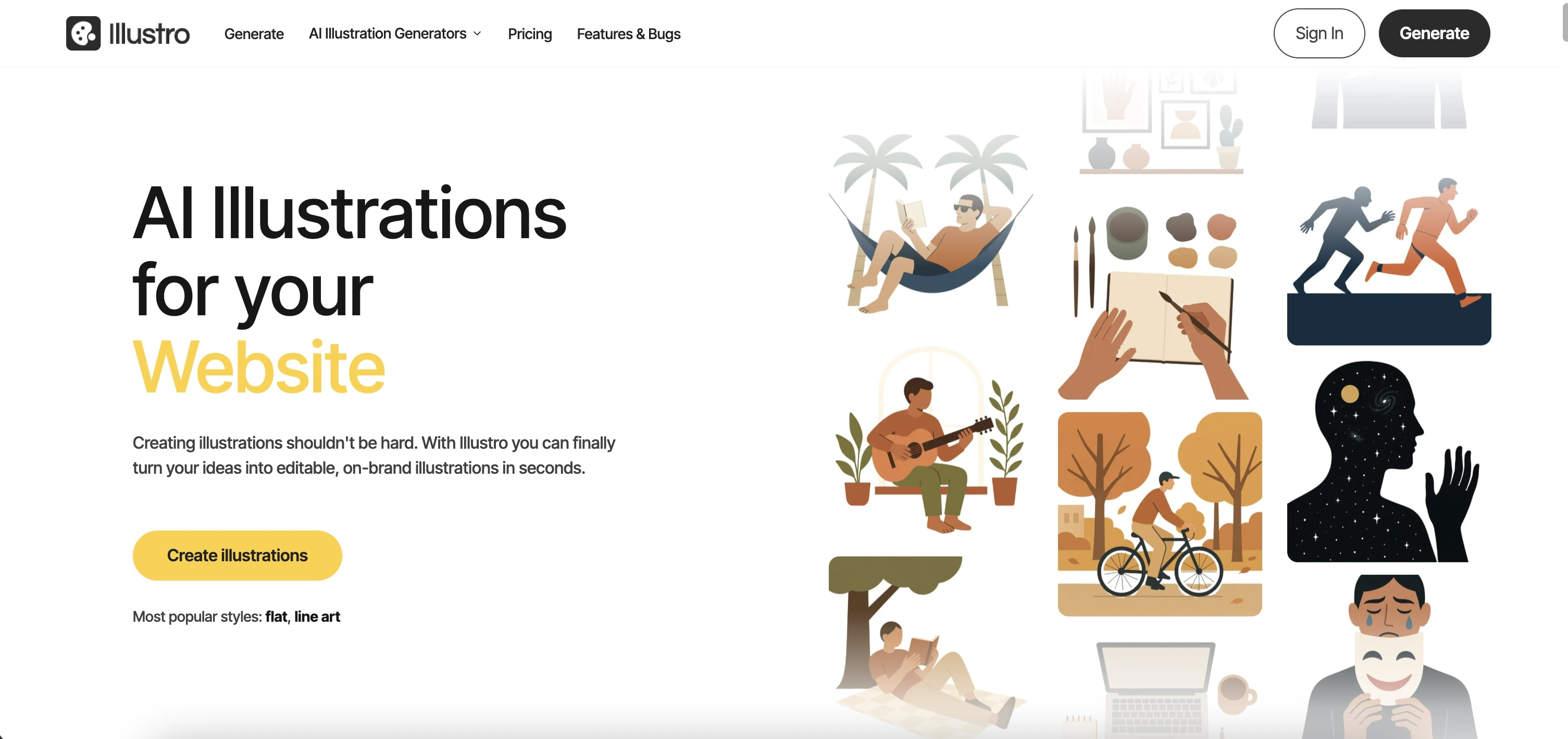 Illustro - AI Illustration Generator - Screenshot showing the interface and features of this AI tool