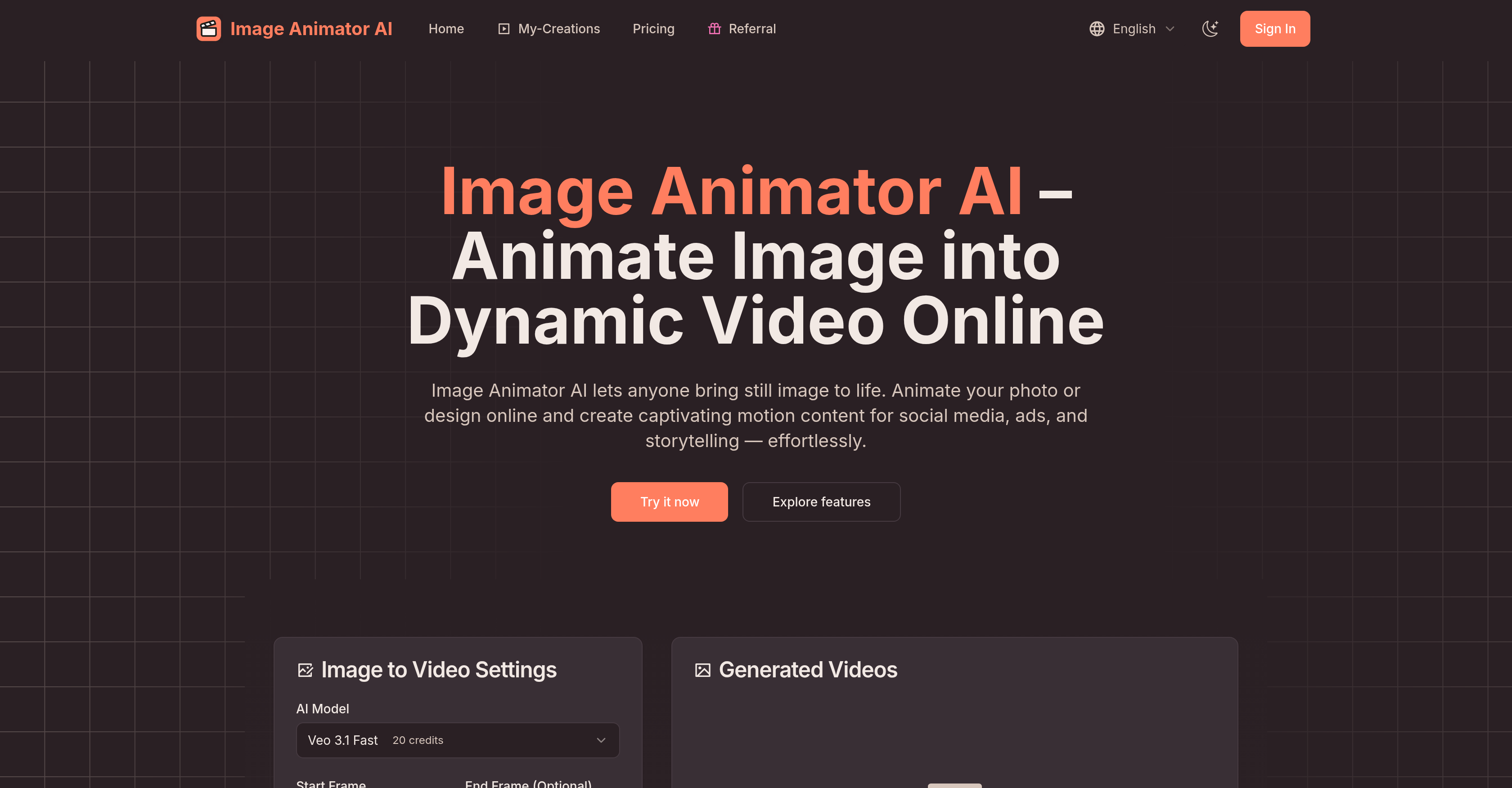 Image Animator AI - Screenshot showing the interface and features of this AI tool