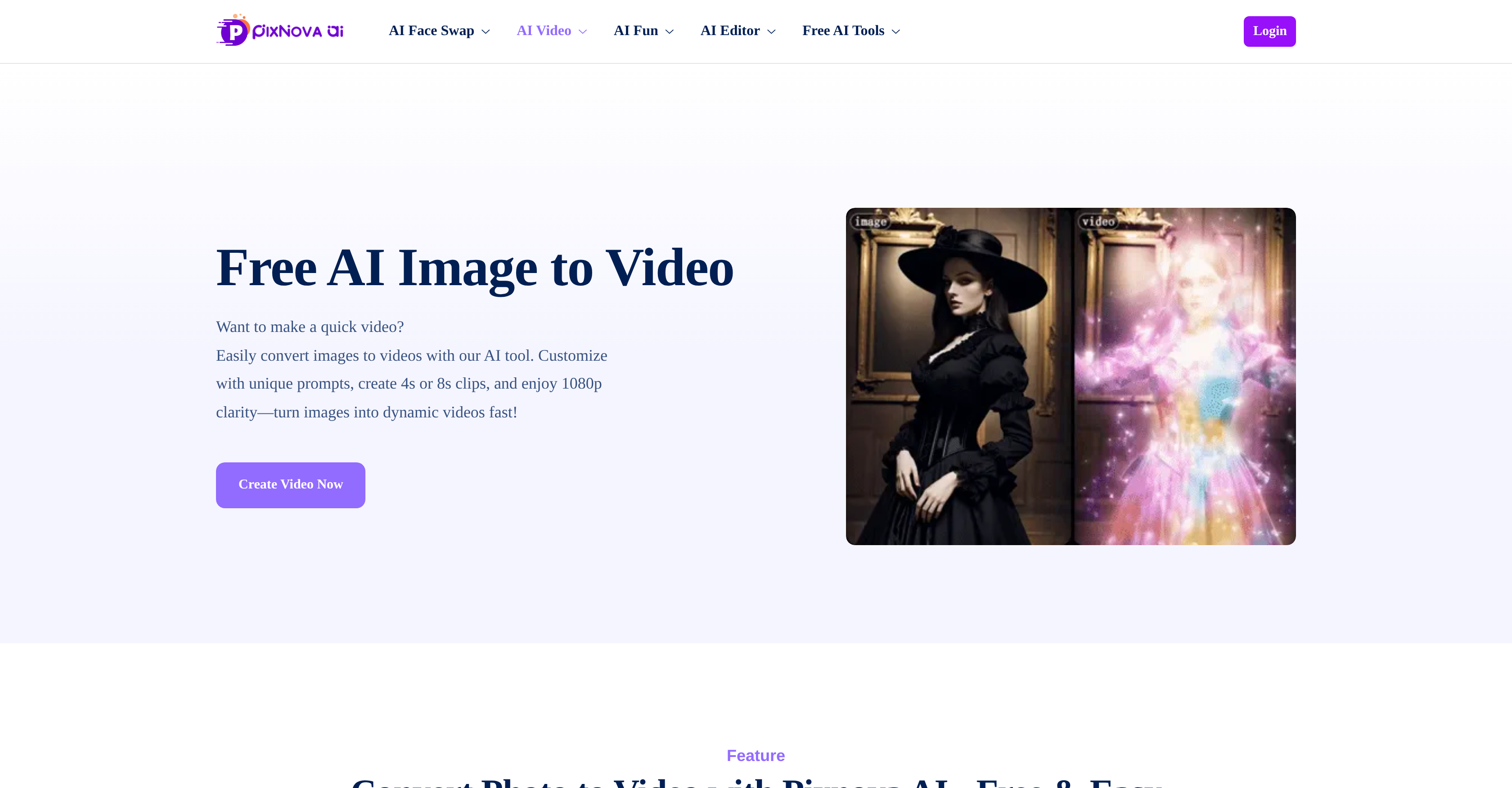 Image to Video by PixNova - Screenshot showing the interface and features of this AI tool