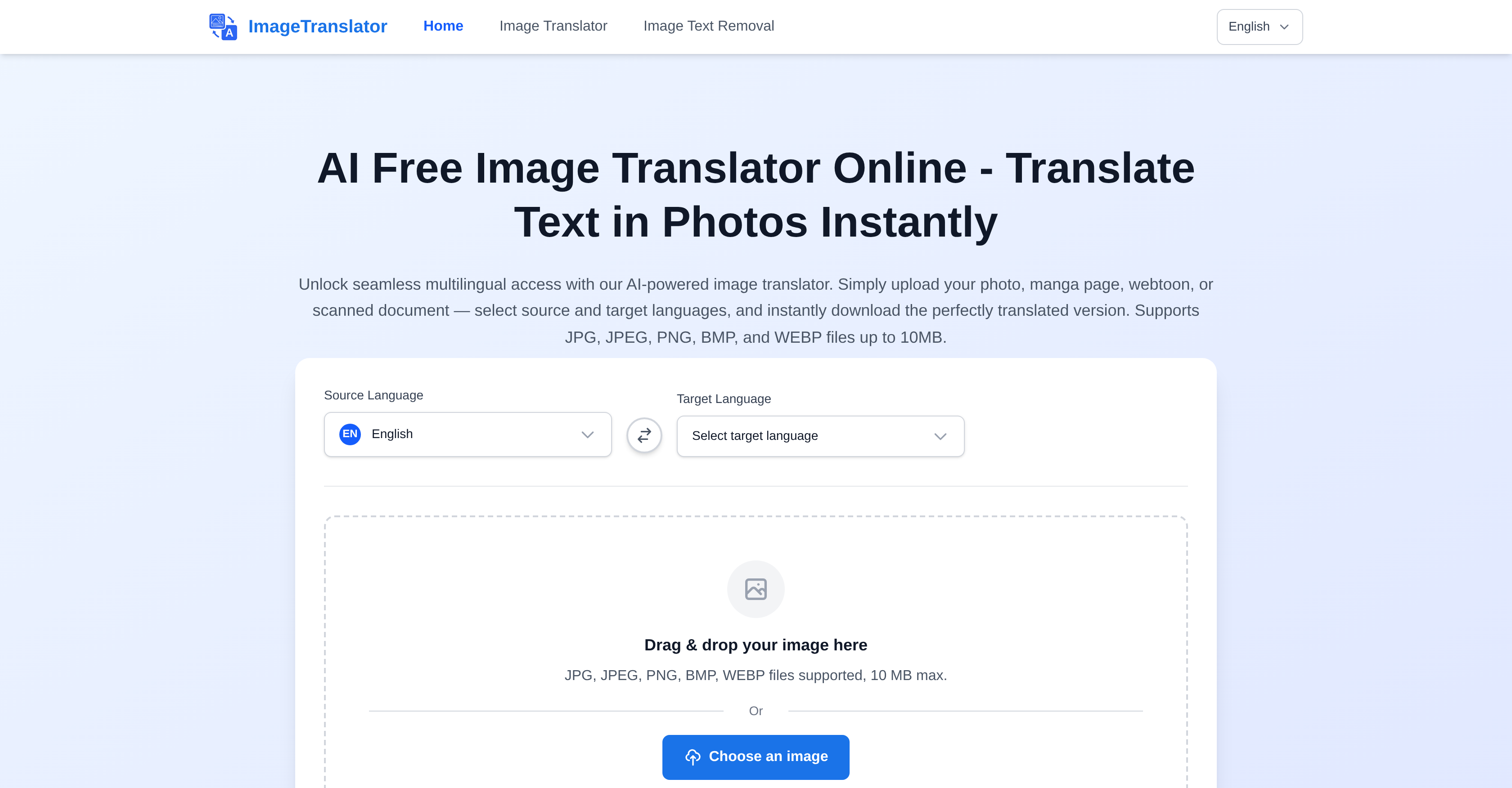 ImageTranslator - Screenshot showing the interface and features of this AI tool