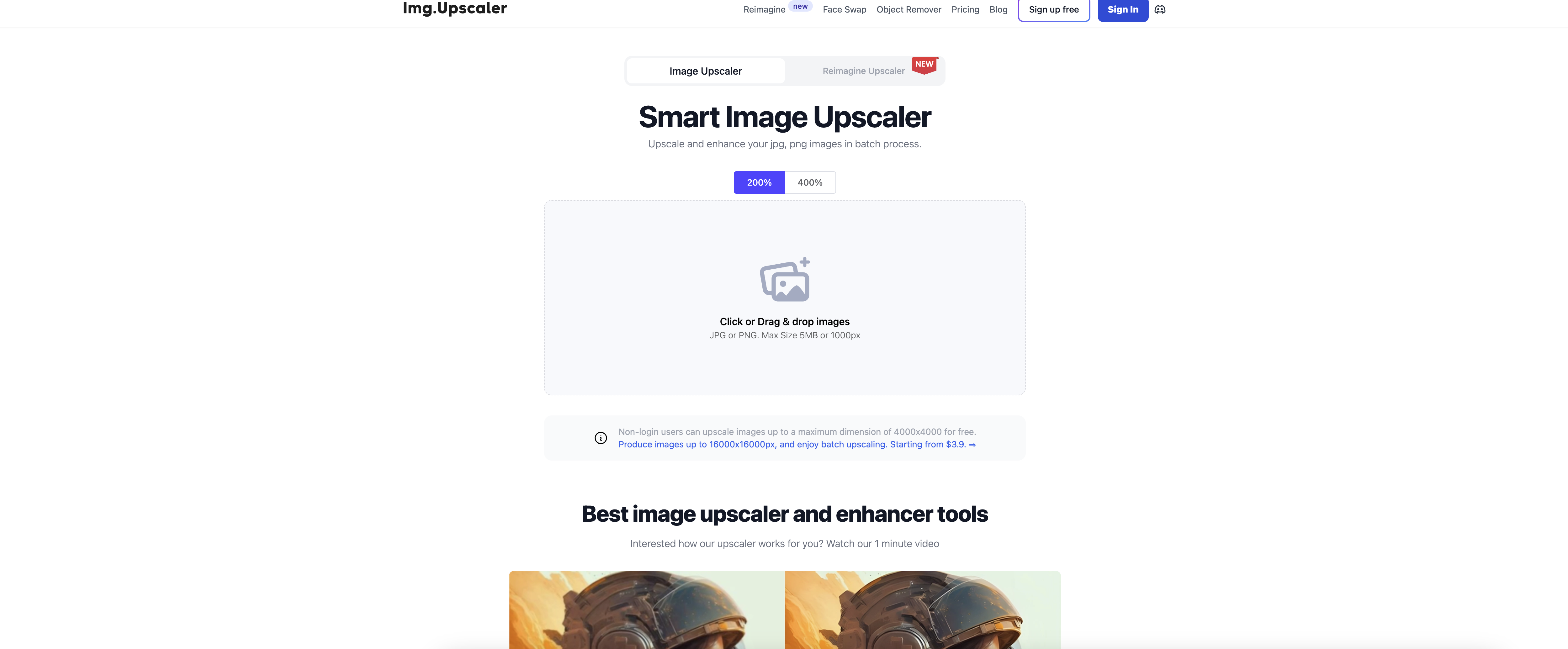 AI Image Upscaler - Screenshot showing the interface and features of this AI tool