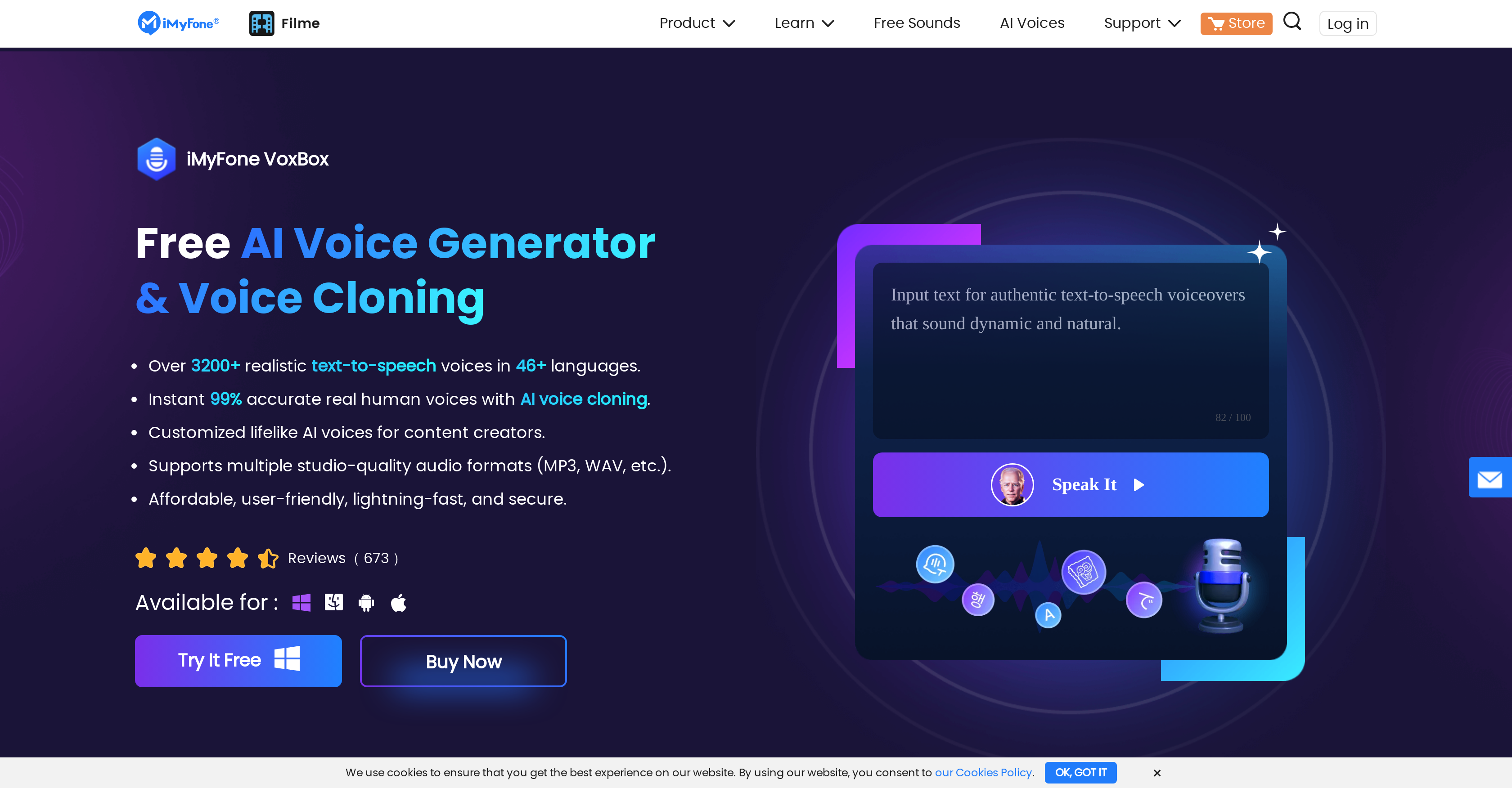 iMyFone VoxBox - Screenshot showing the interface and features of this AI tool