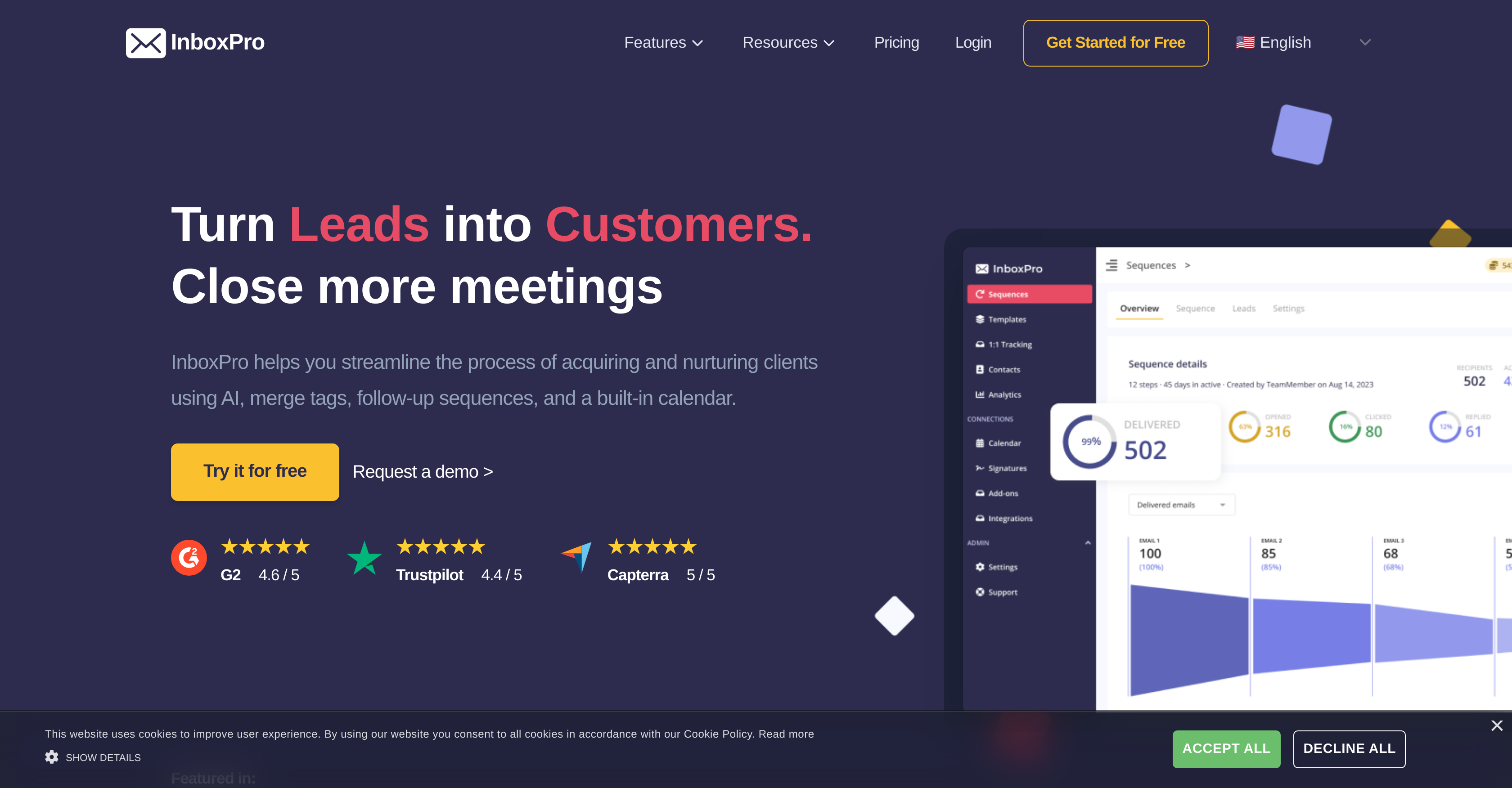 InboxPro - Screenshot showing the interface and features of this AI tool