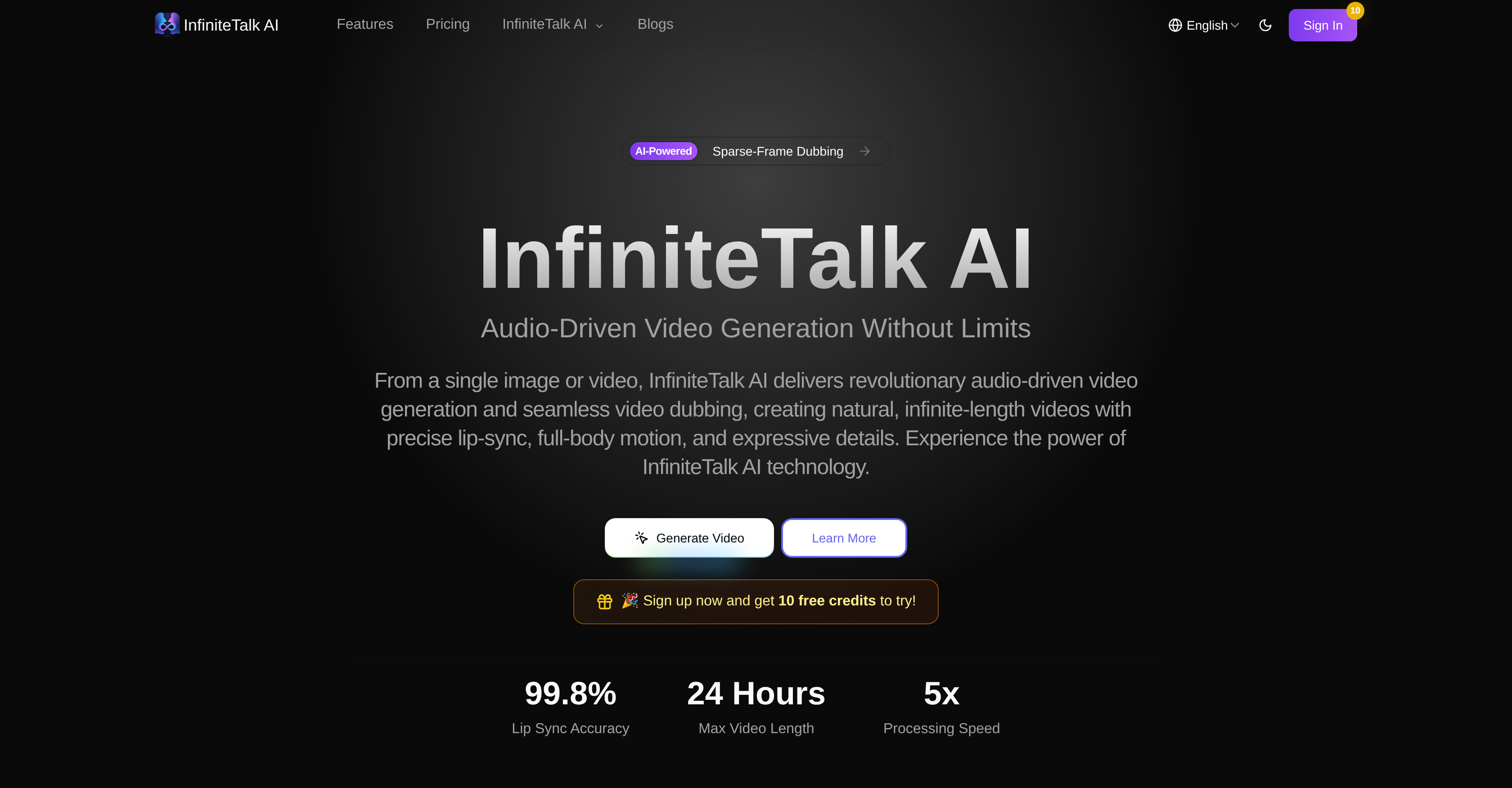 InfiniteTalk AI - Screenshot showing the interface and features of this AI tool