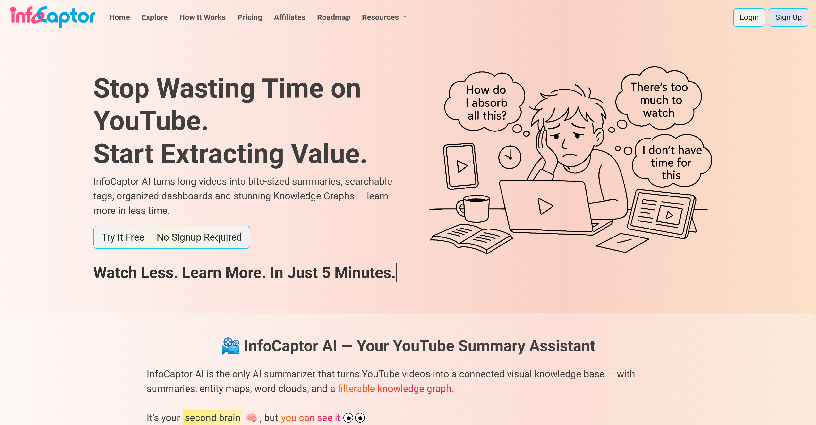 InfoCaptor - Screenshot showing the interface and features of this AI tool