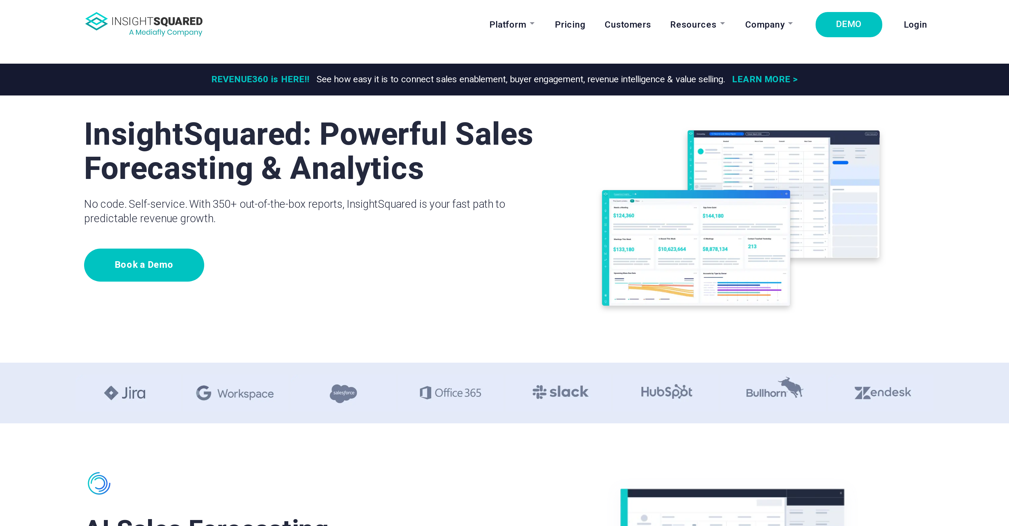 InsightSquared - Screenshot showing the interface and features of this AI tool