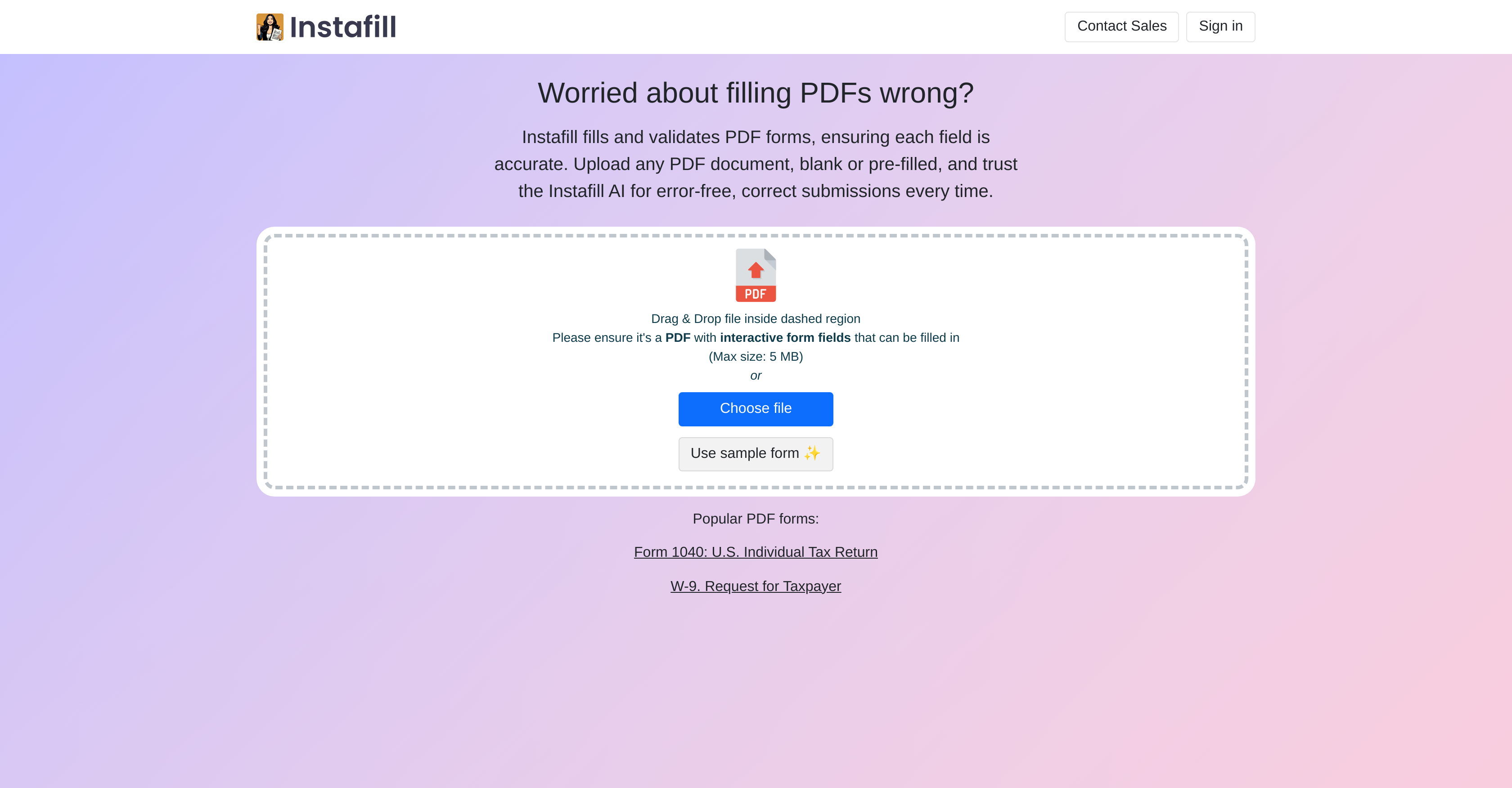 Instafillv1.2.0 - Screenshot showing the interface and features of this AI tool