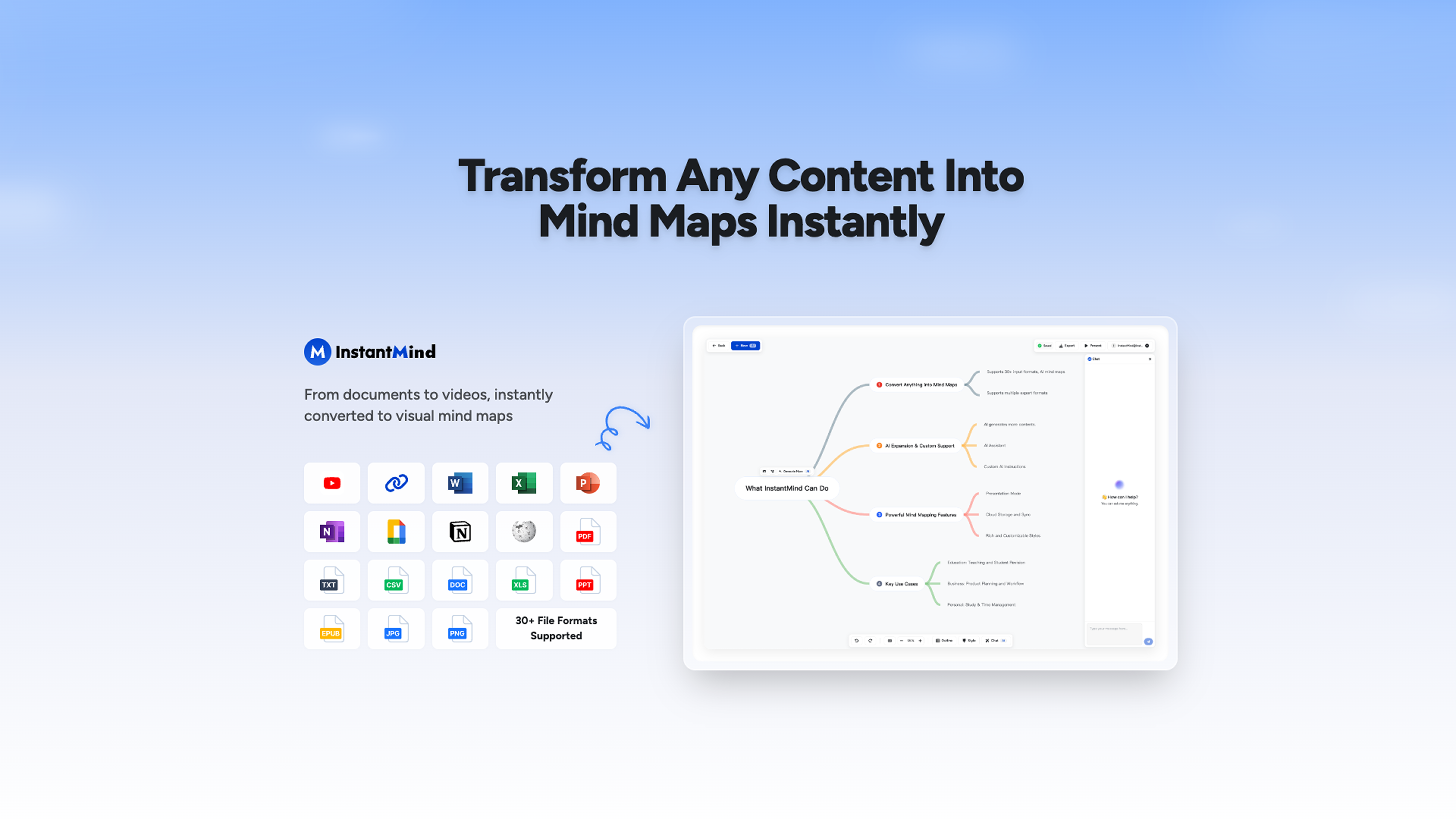 InstantMind - Screenshot showing the interface and features of this AI tool