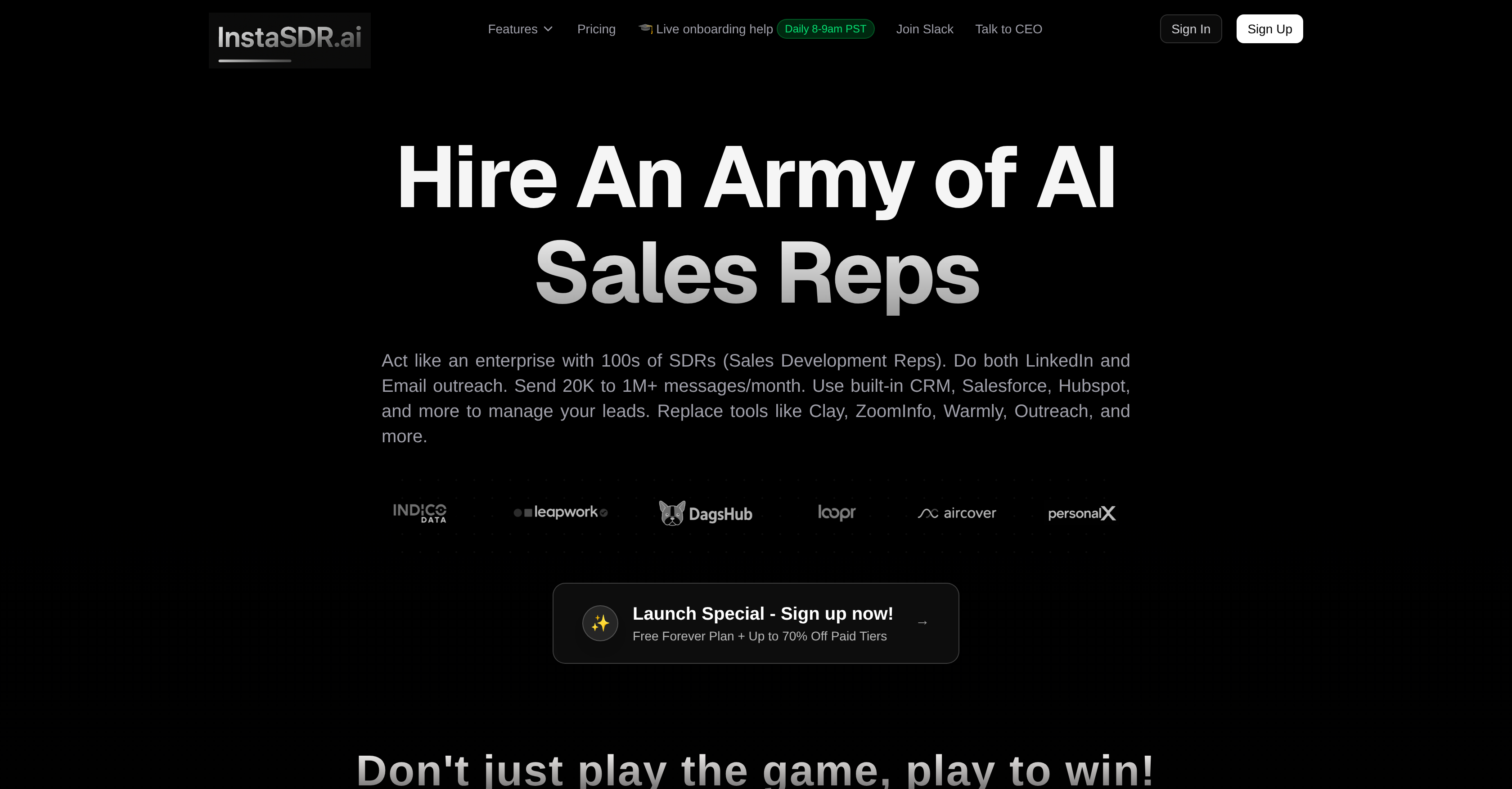 InstaSDR.ai - Screenshot showing the interface and features of this AI tool